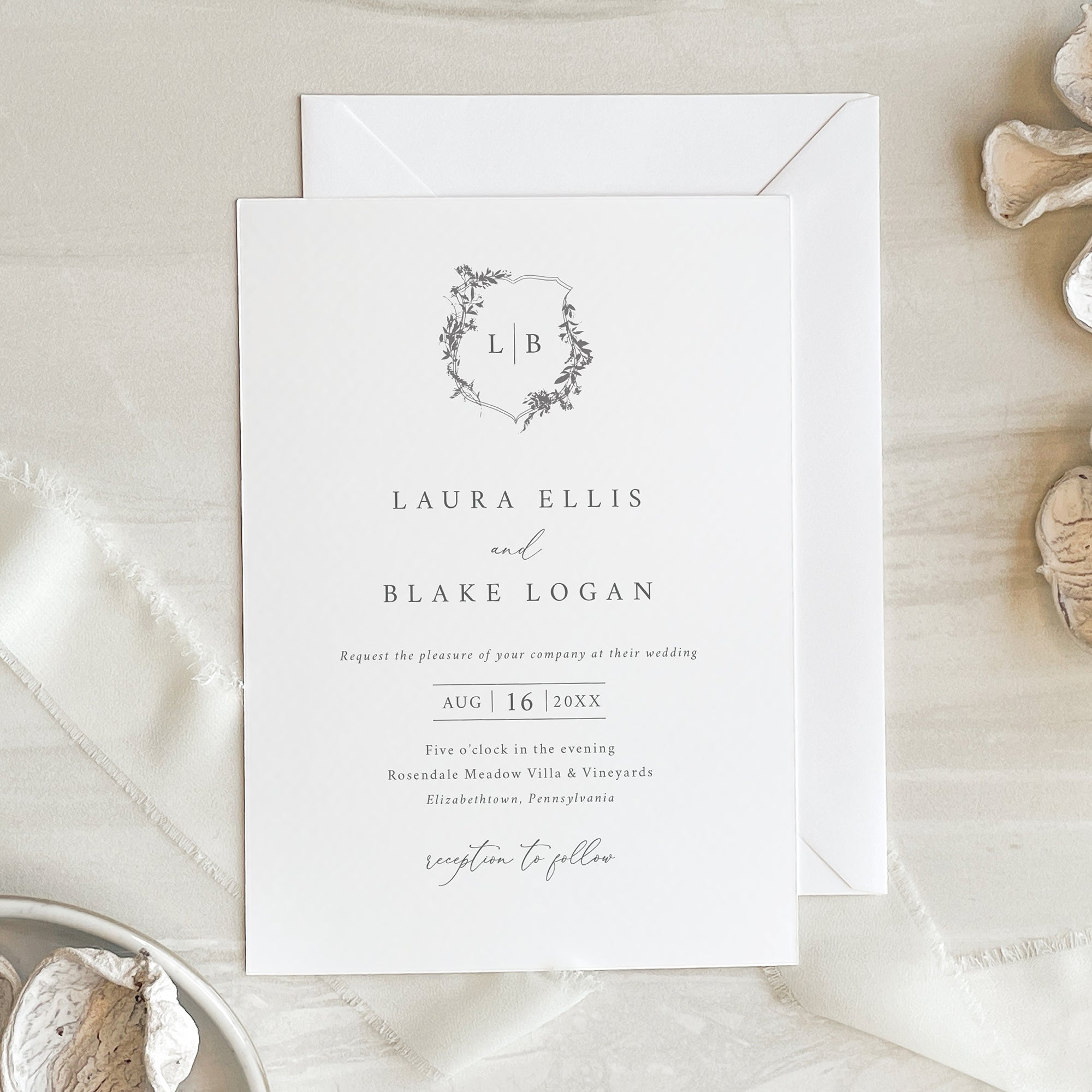 Botanic Crest Wedding Invitation Suite