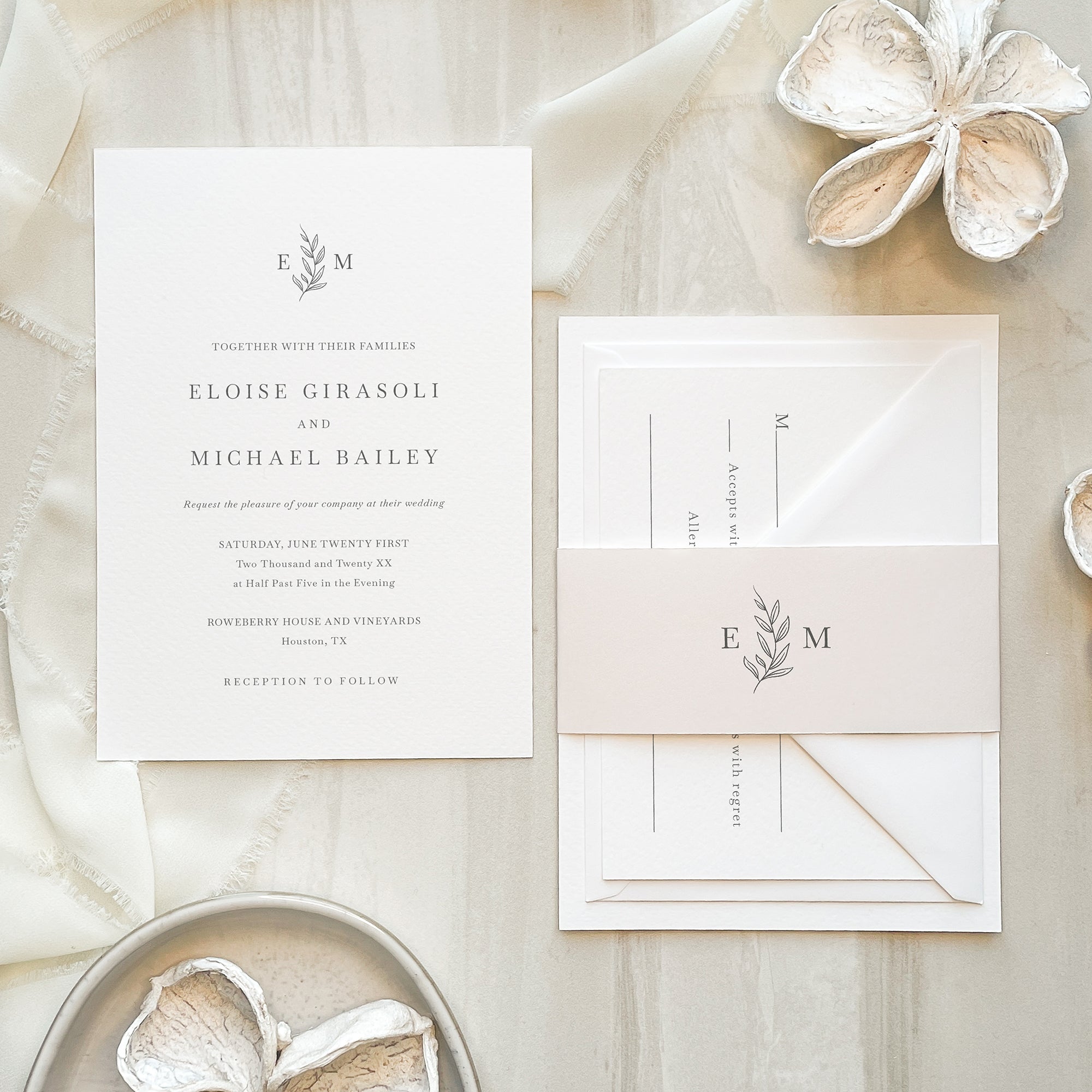Botanic Monogram Wedding Invitation Suite