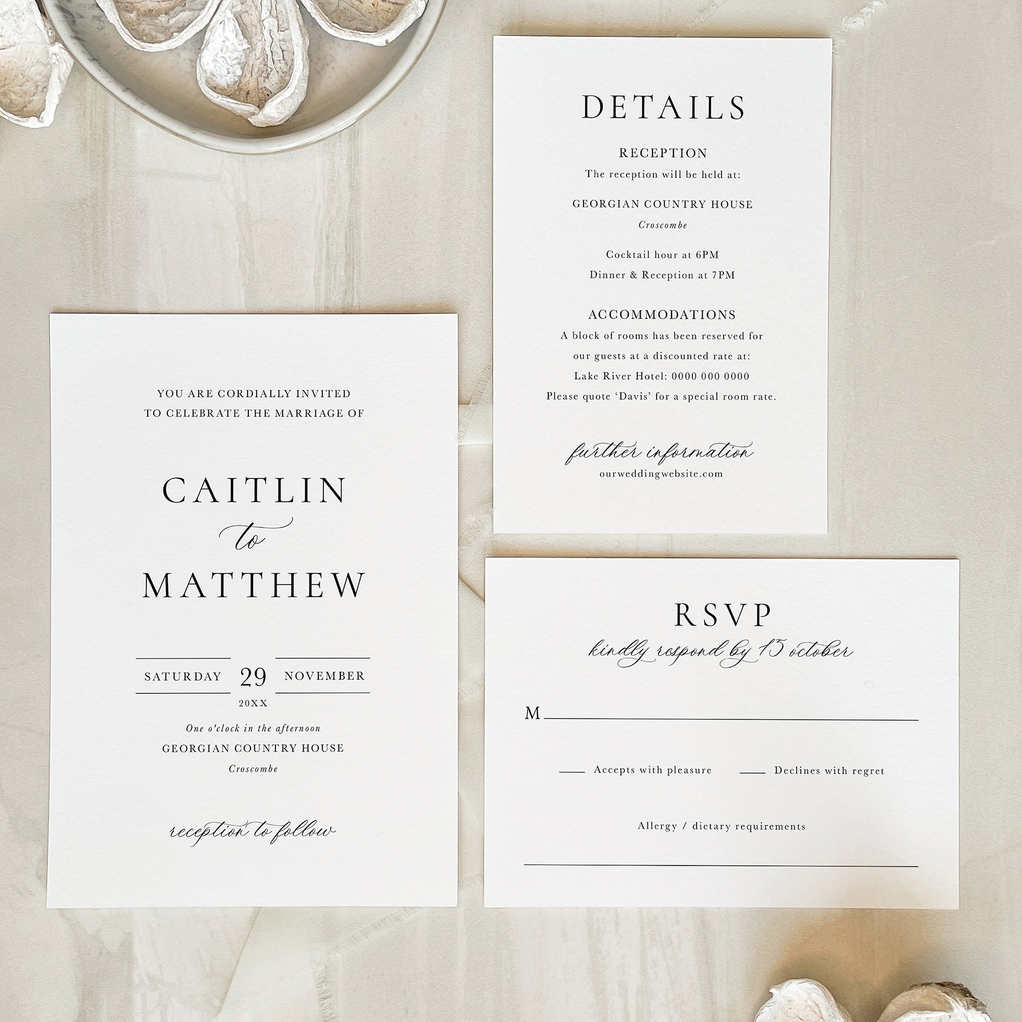 Classic Elegance Wedding Invitation Suite