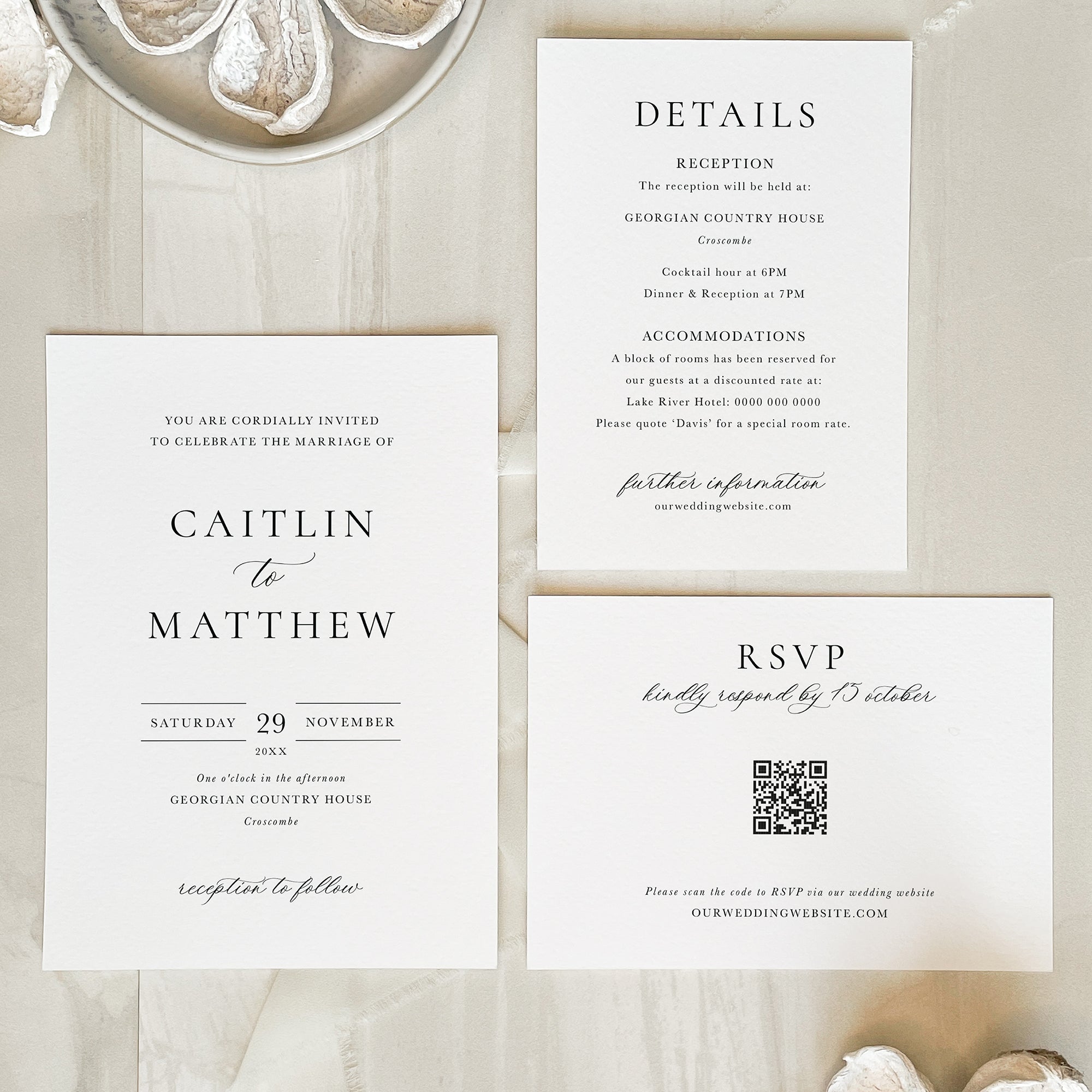 Classic Elegance Wedding Invitation Suite