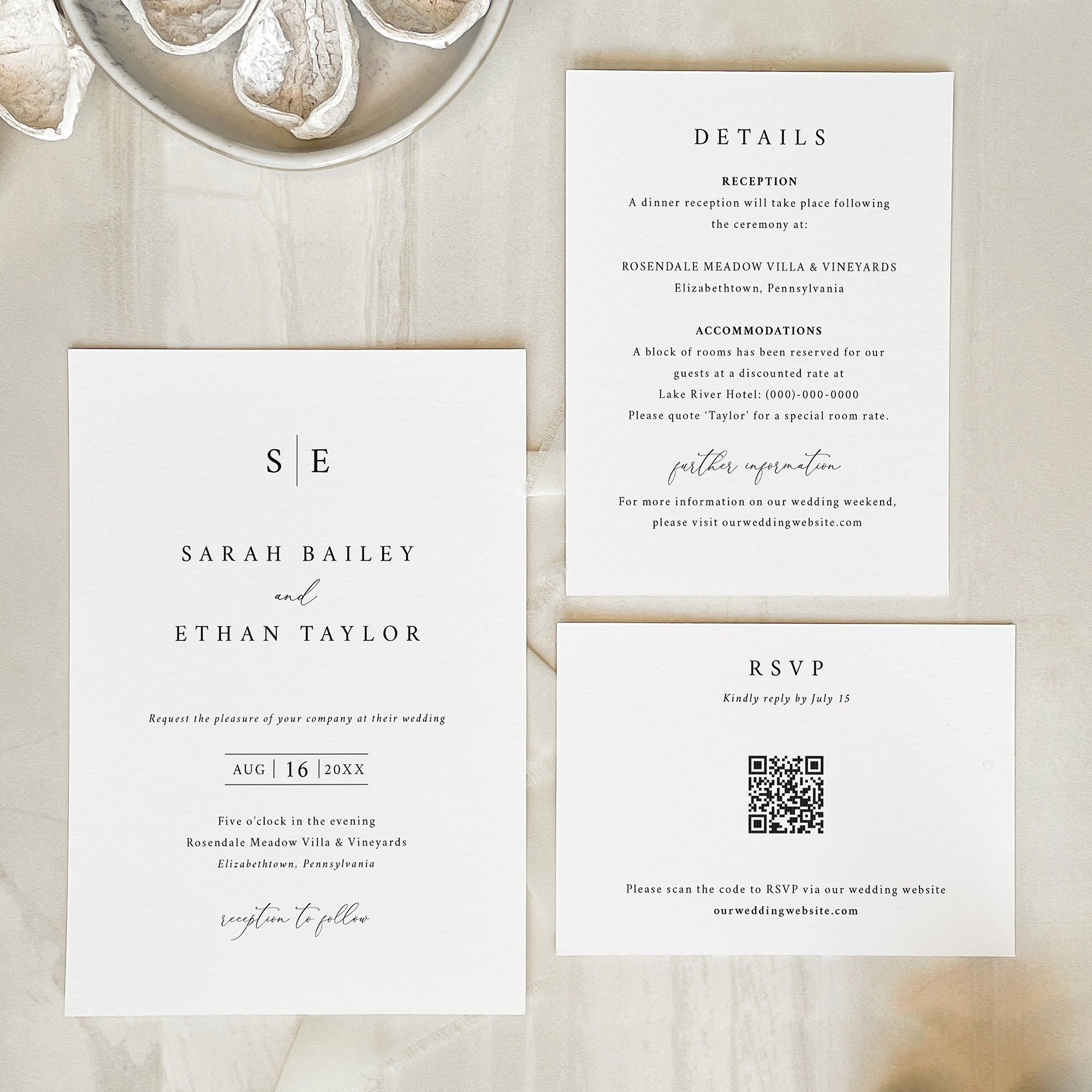 Classic Monogram Wedding Invitation Suite