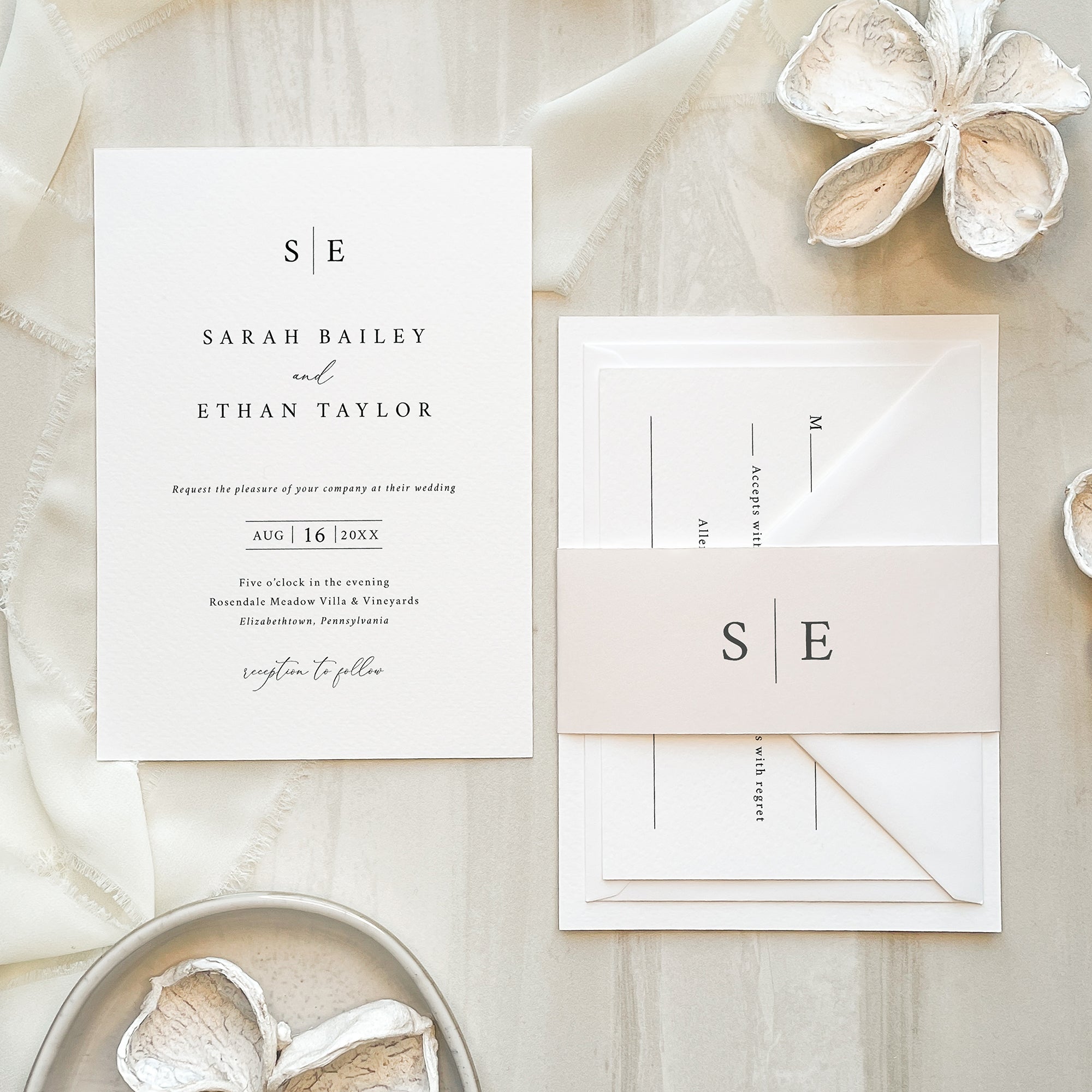Classic Monogram Wedding Invitation Suite