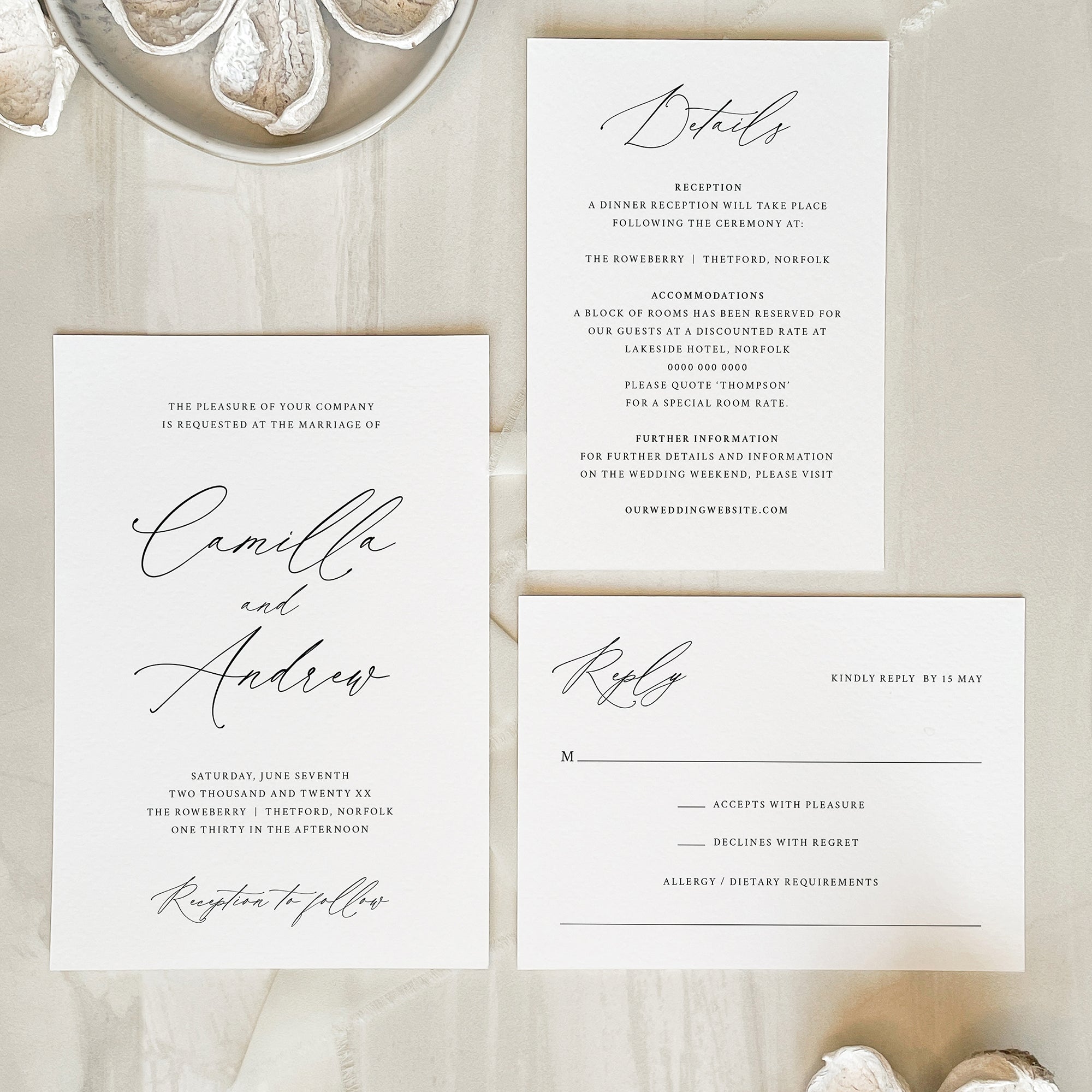 Graceful Calligraphy Wedding Invitation Suite