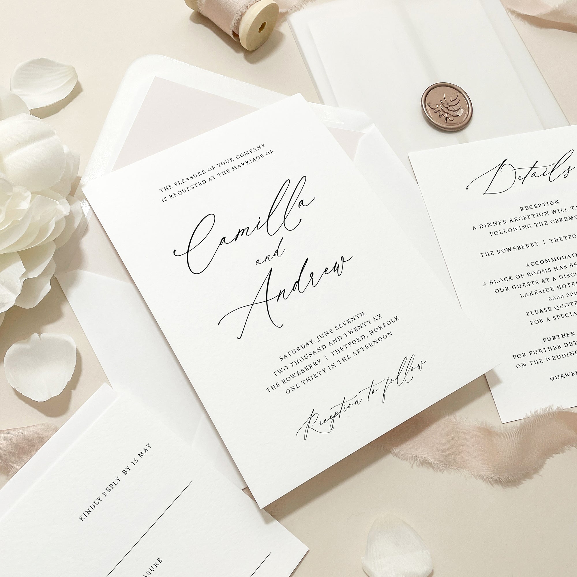 Graceful Calligraphy Wedding Invitation Suite
