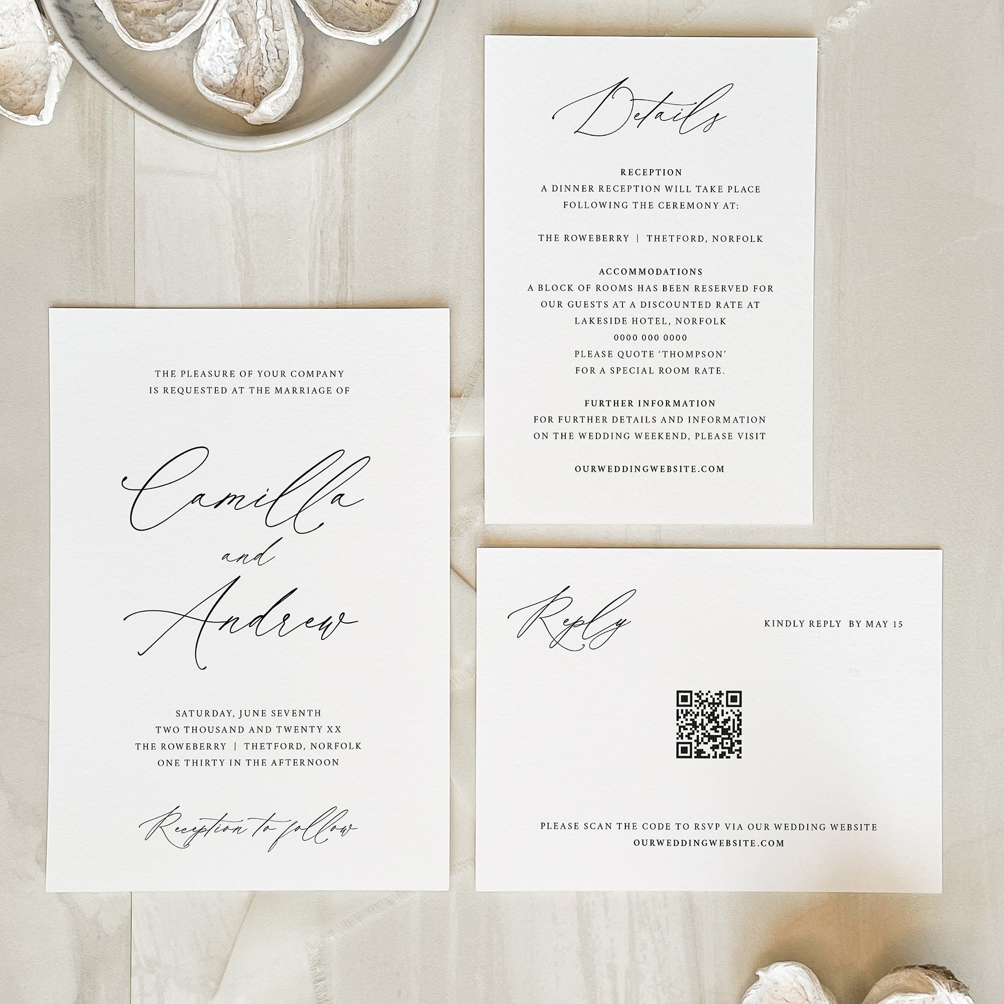Graceful Calligraphy Wedding Invitation Suite