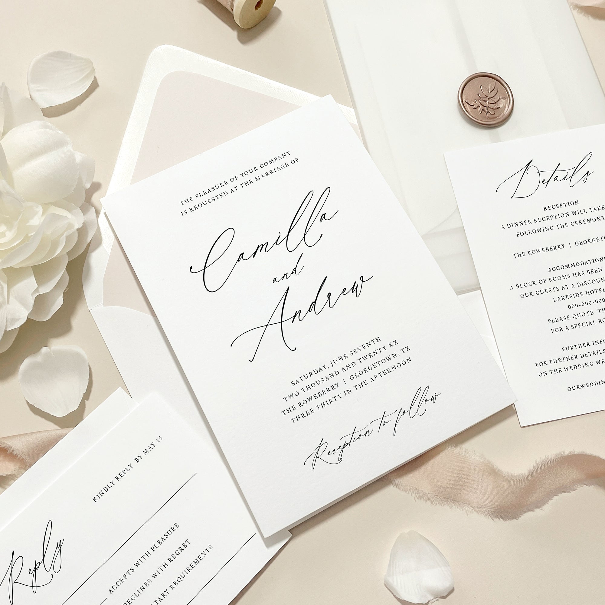 Graceful Calligraphy Wedding Invitation Suite