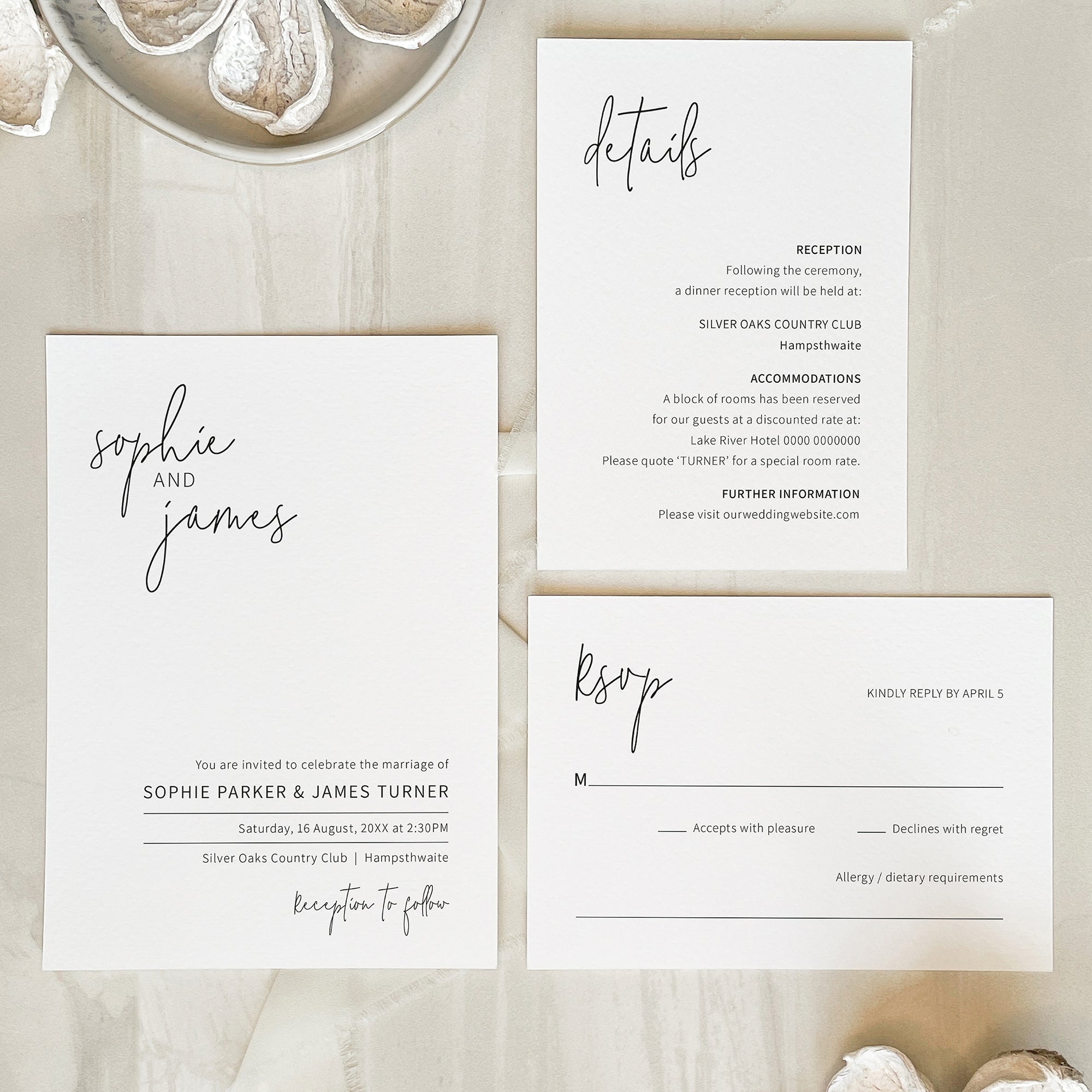 Minimalist Signature Wedding Invitation Suite
