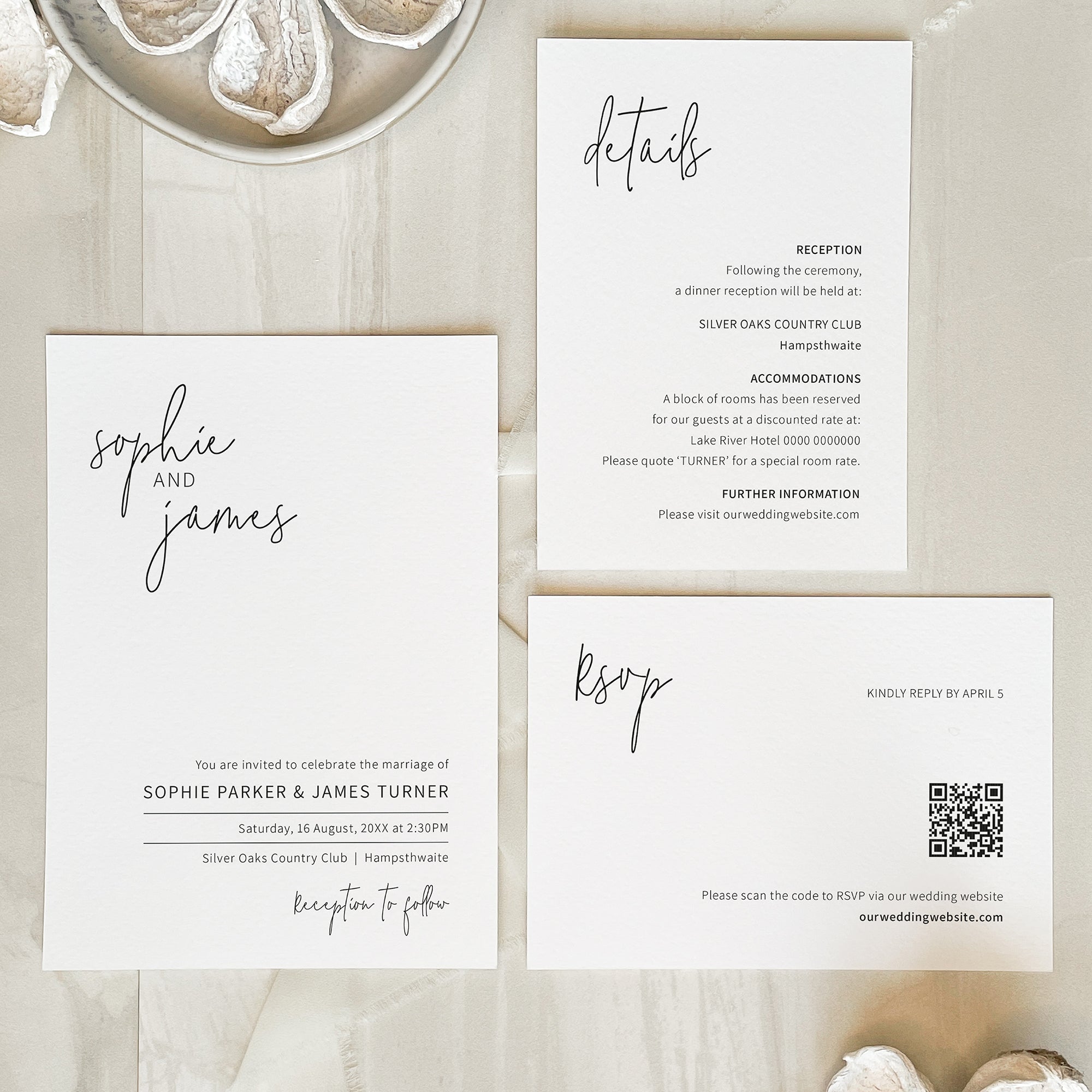 Minimalist Signature Wedding Invitation Suite