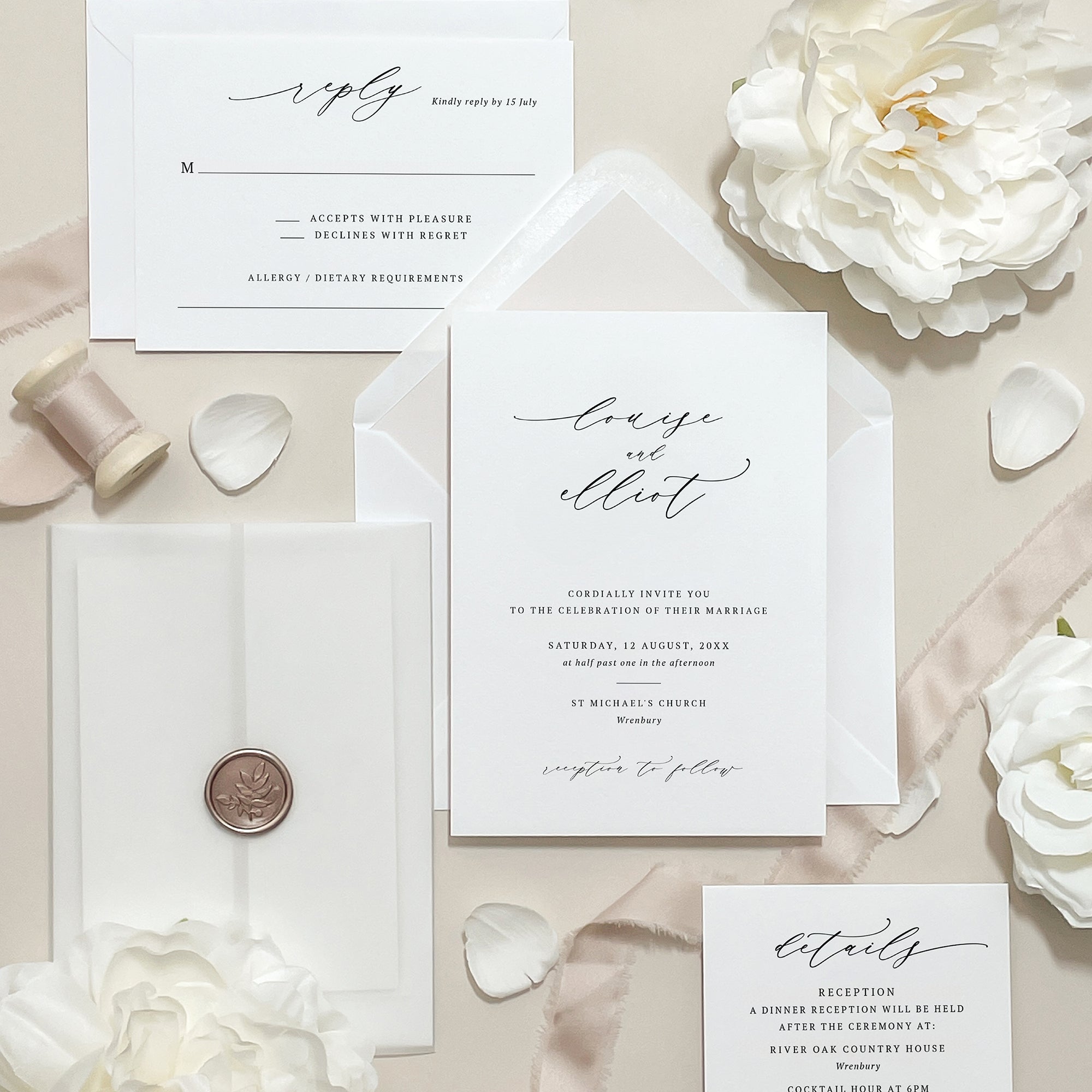 Modern Flourish Wedding Invitation Suite