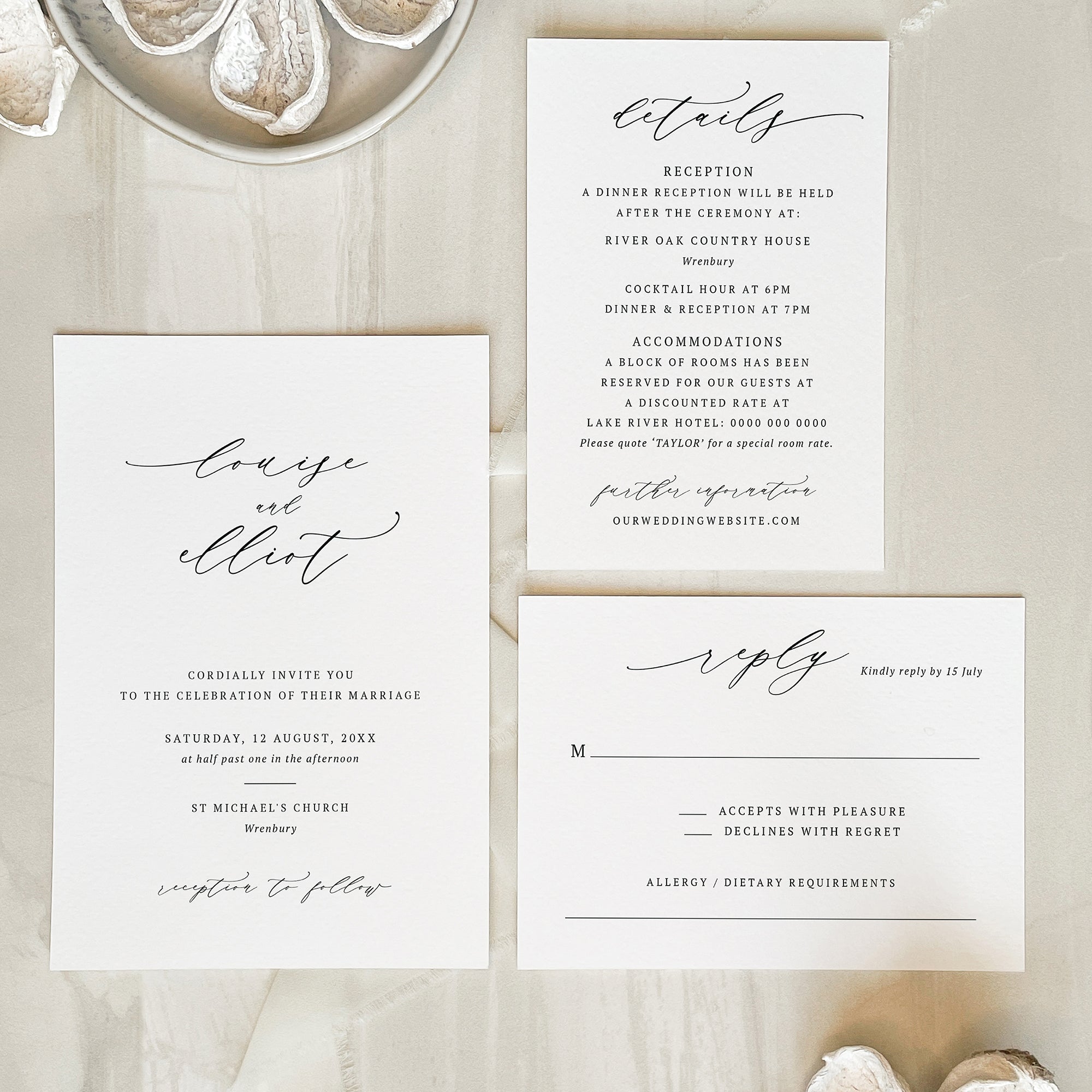 Modern Flourish Wedding Invitation Suite
