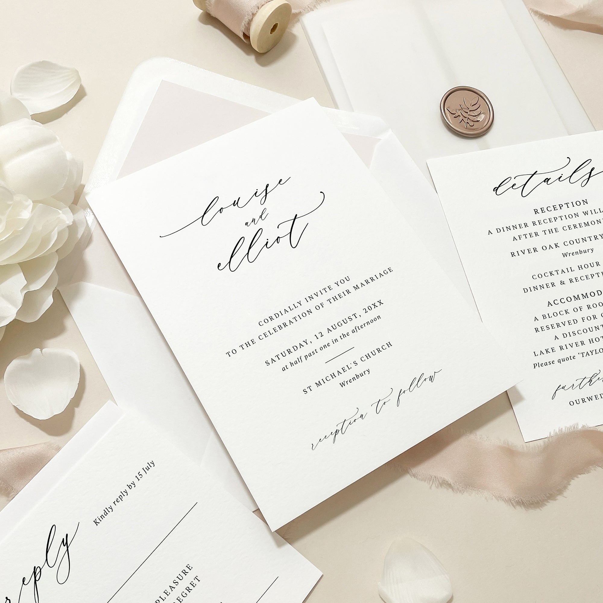 Modern Flourish Wedding Invitation Suite