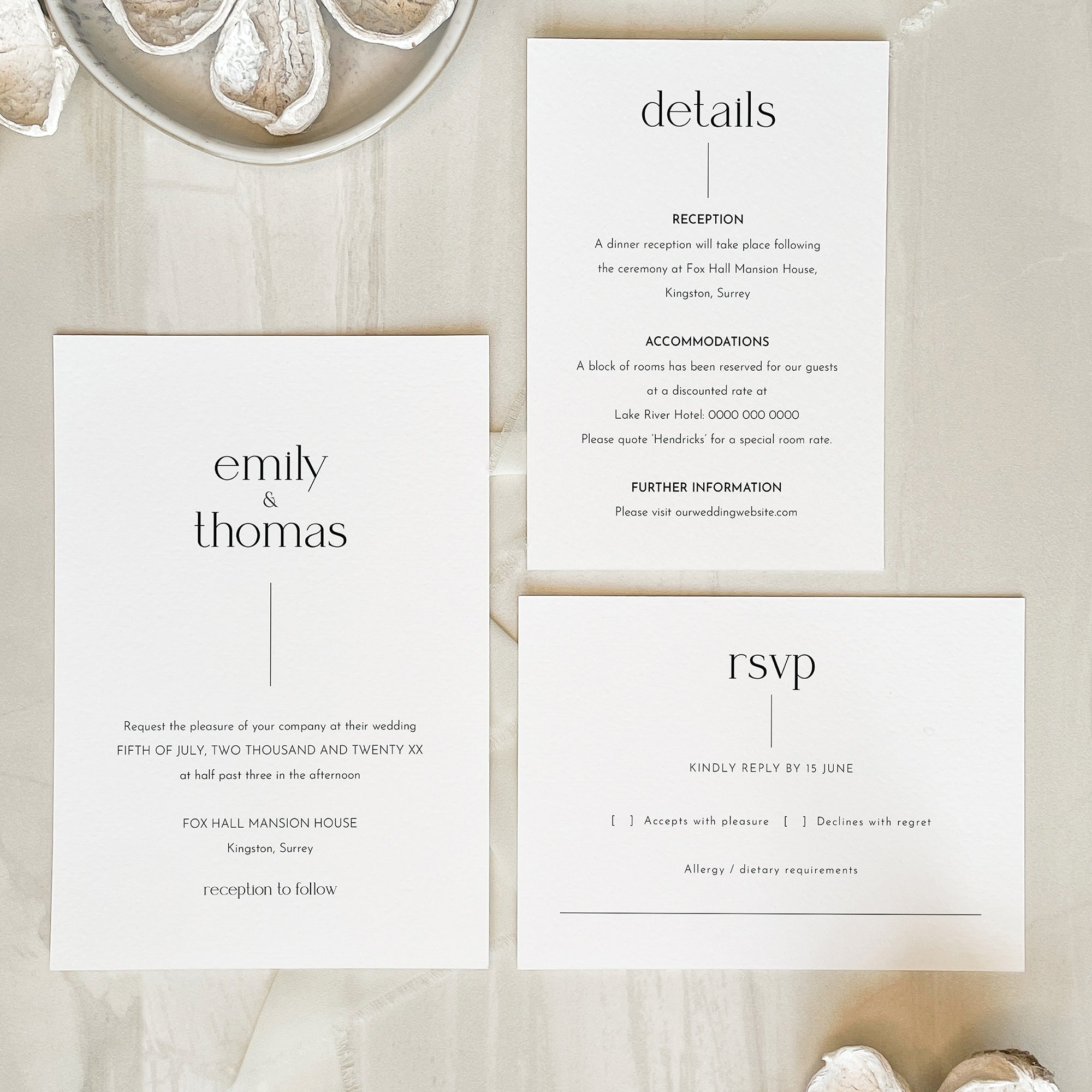 Modern Minimalist Wedding Invitation Suite
