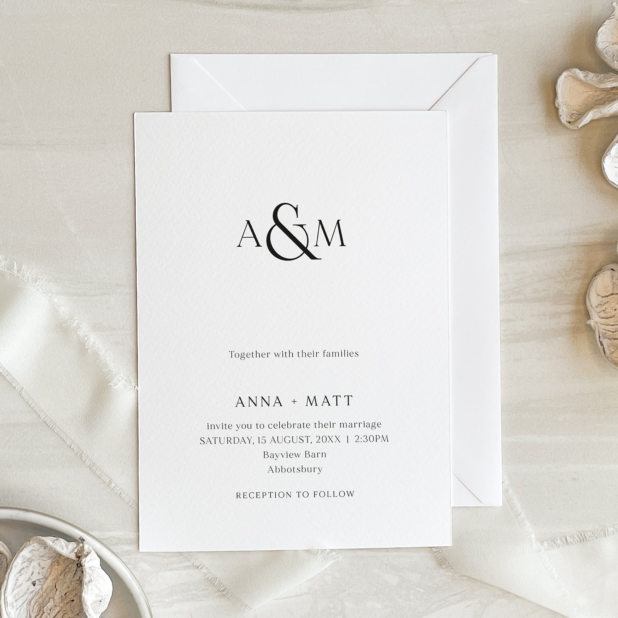 Modern Monogram Wedding Invitation Suite