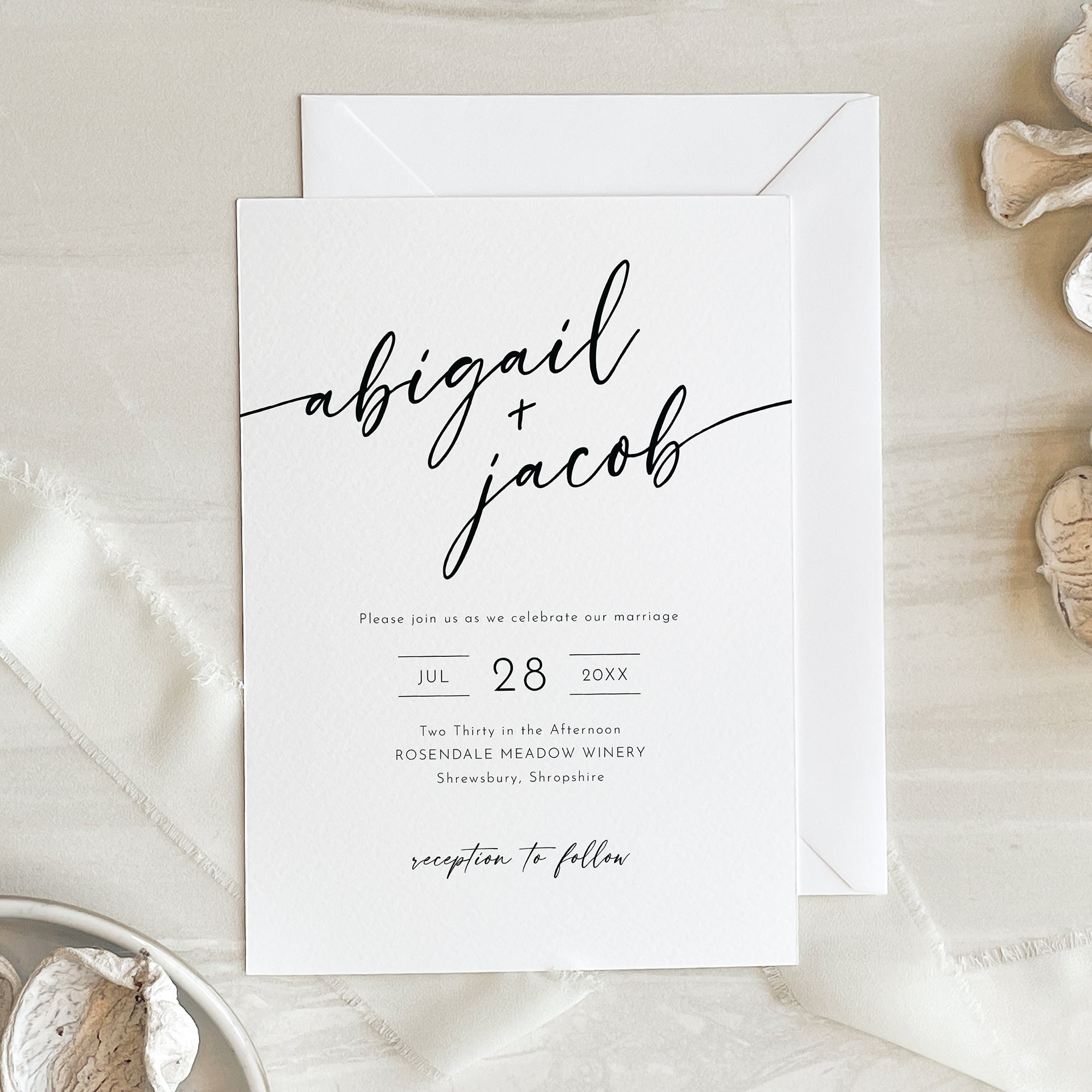 Modern Script Wedding Invitation Suite