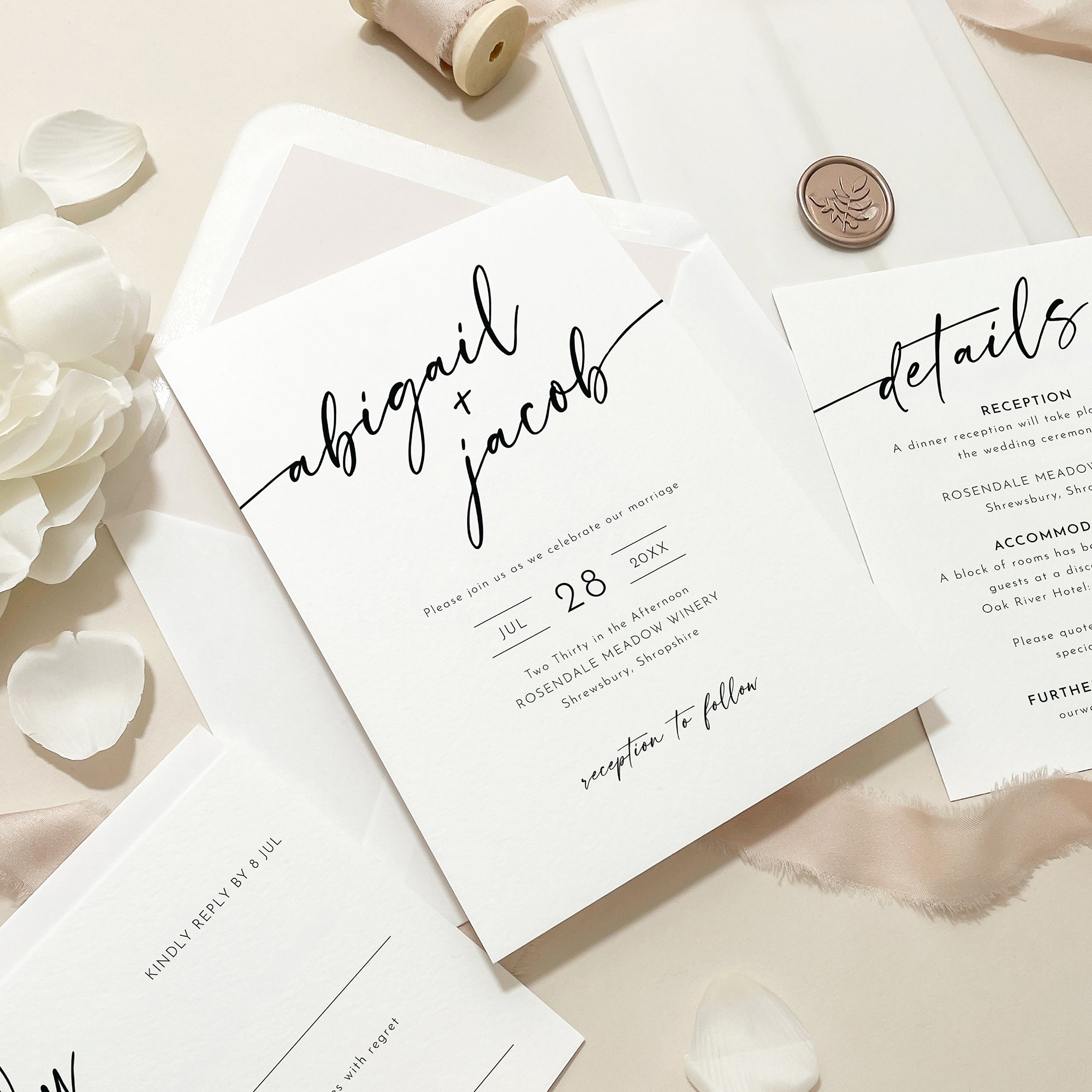 Modern Script Wedding Invitation Suite