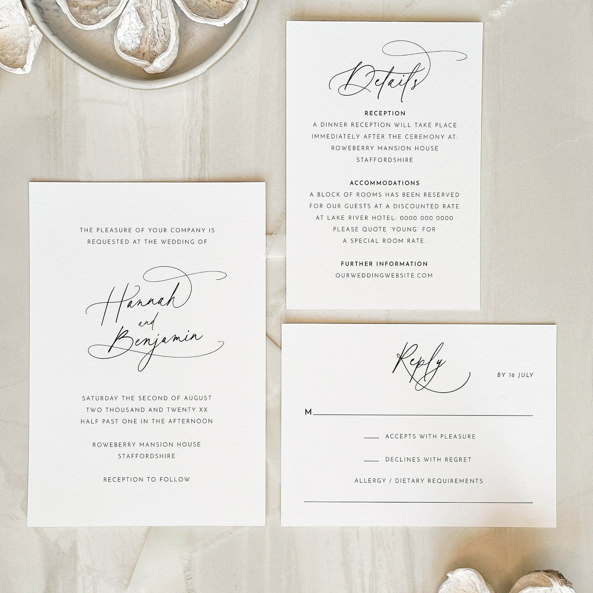 Romantic Script Wedding Invitation Suite