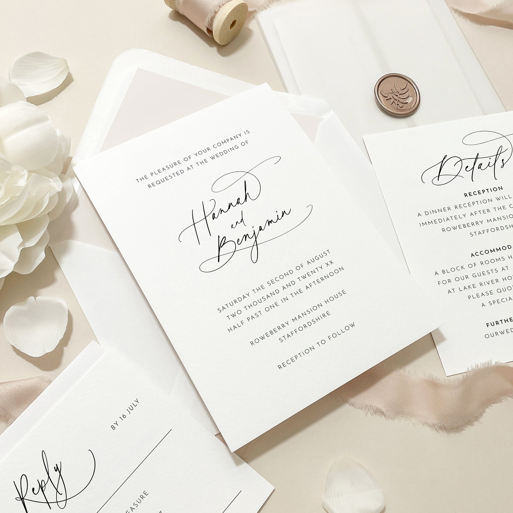 Romantic Script Wedding Invitation Suite