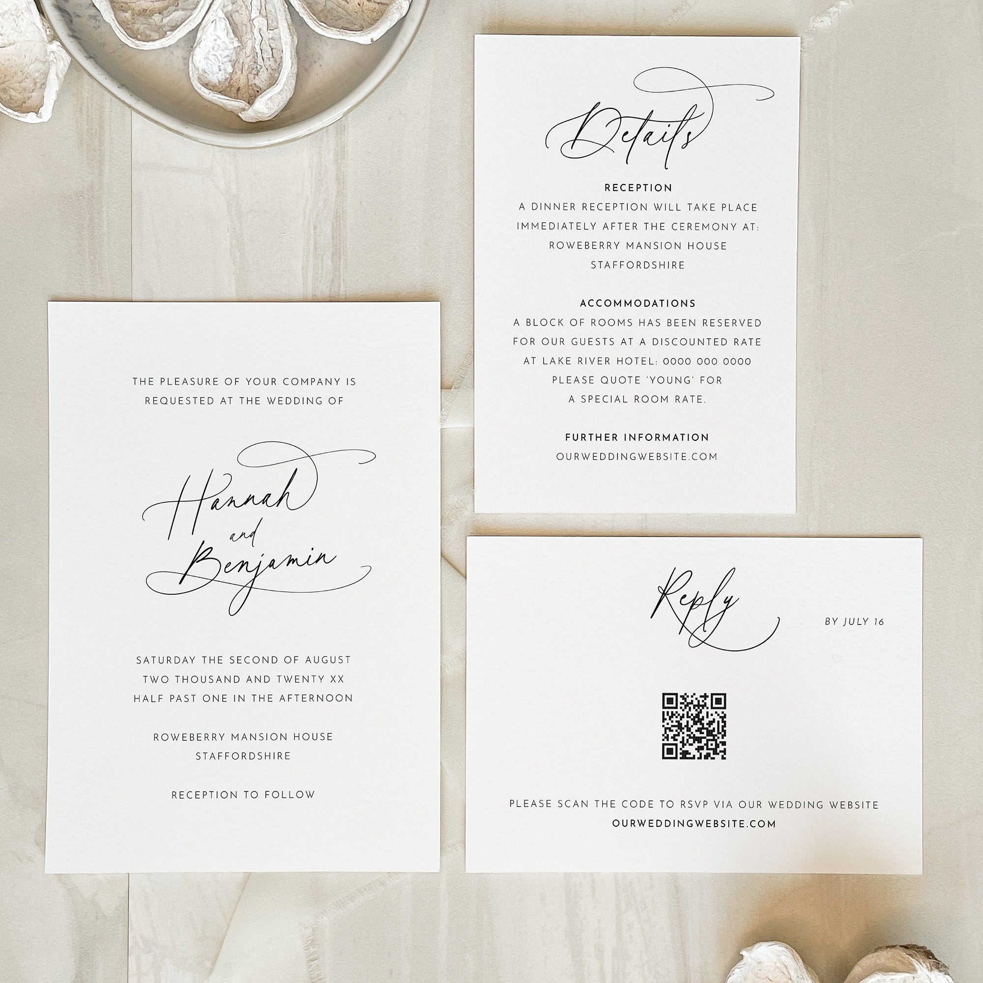 Romantic Script Wedding Invitation Suite