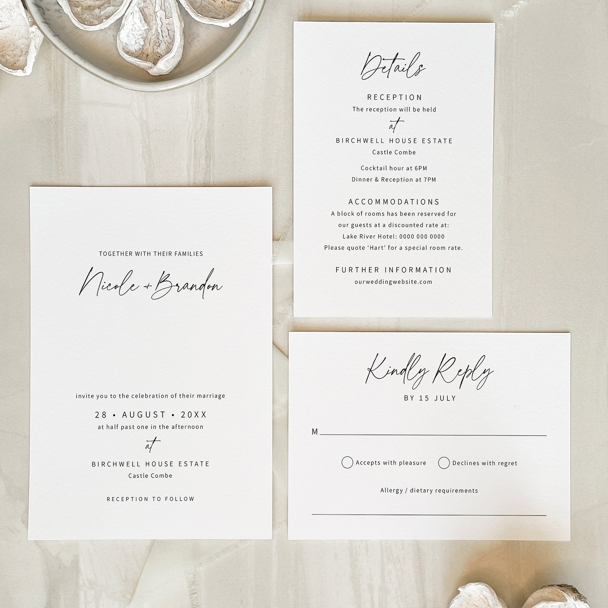 Signature Script Wedding Invitation Suite