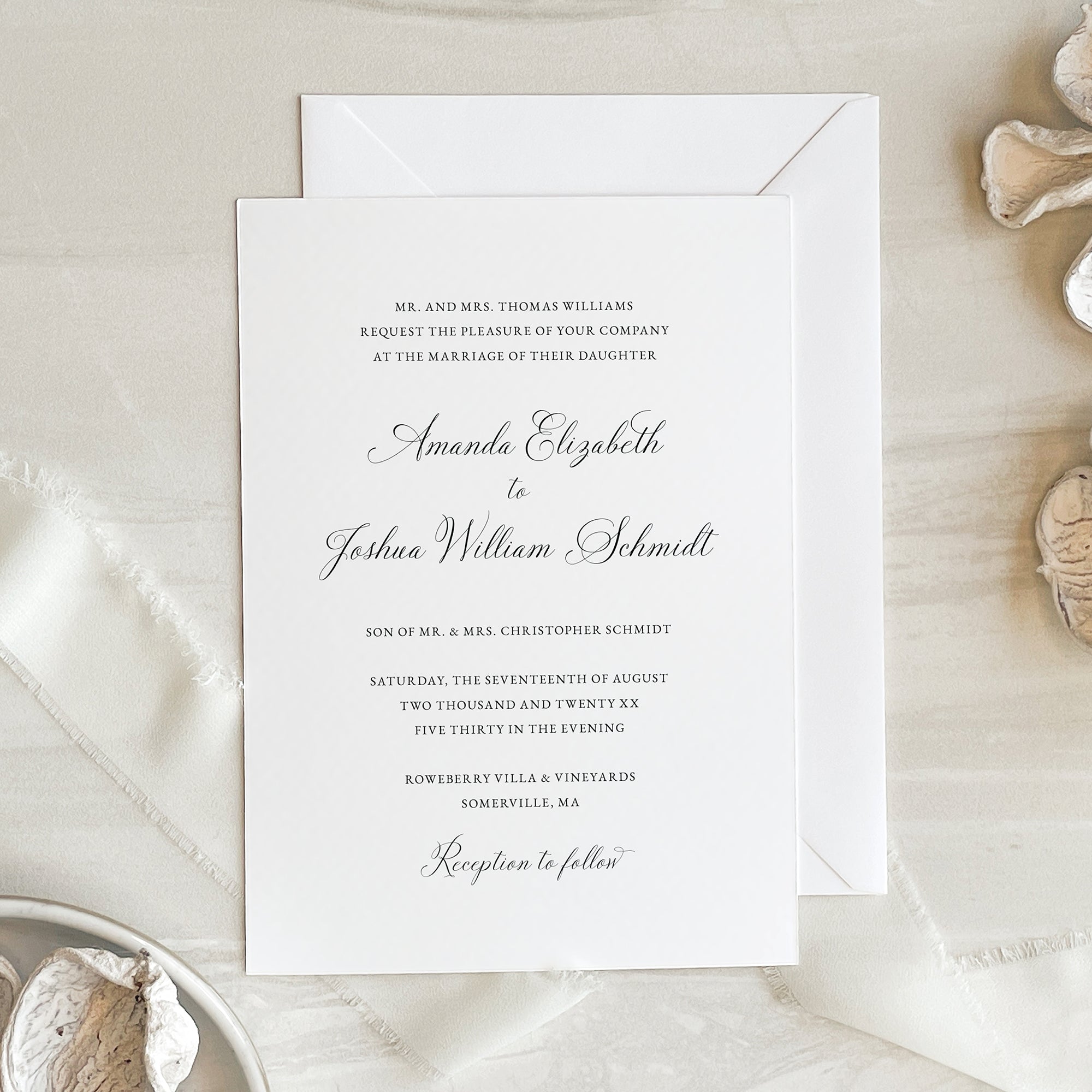 Traditional Calligraphy Wedding Invitation Suite