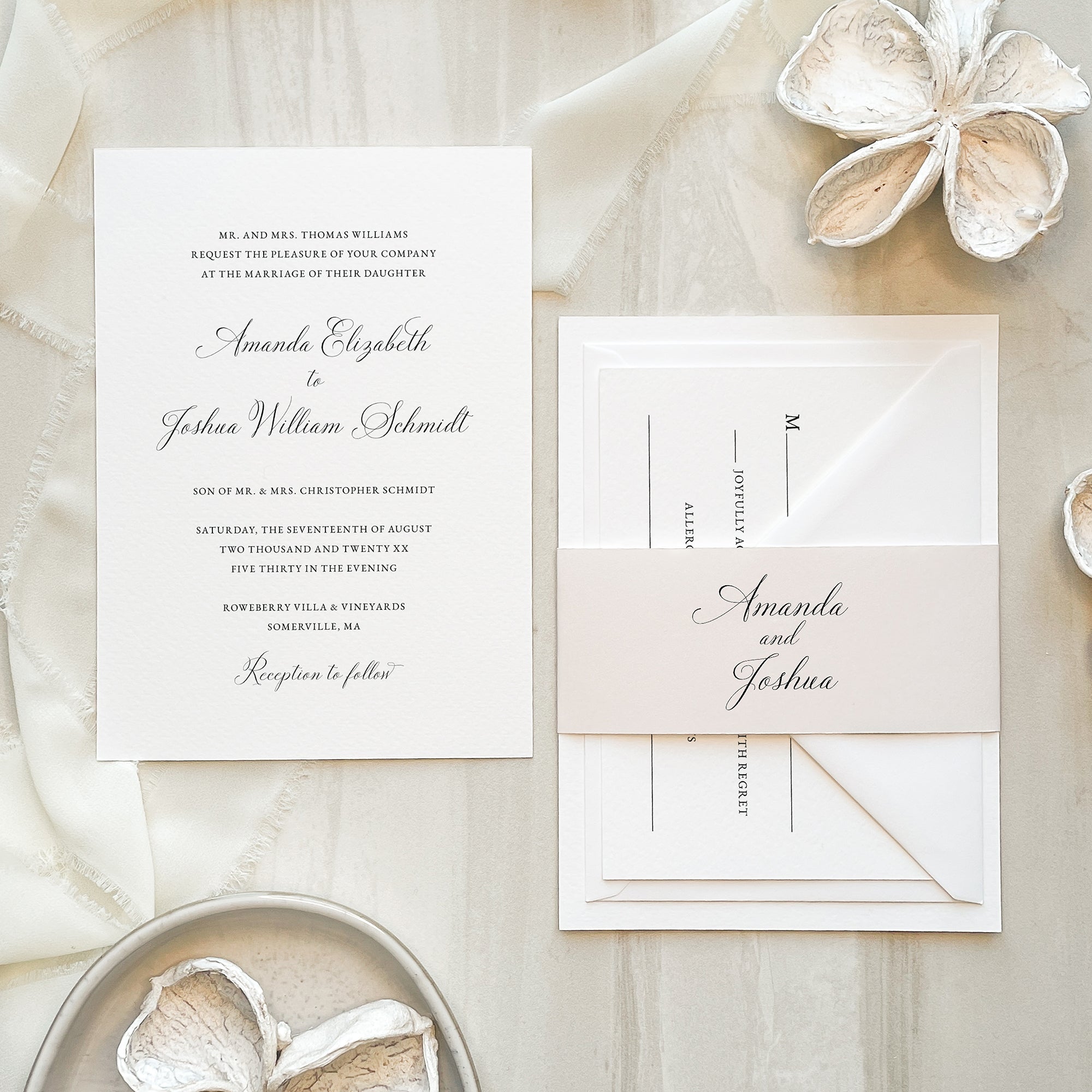 Traditional Calligraphy Wedding Invitation Suite