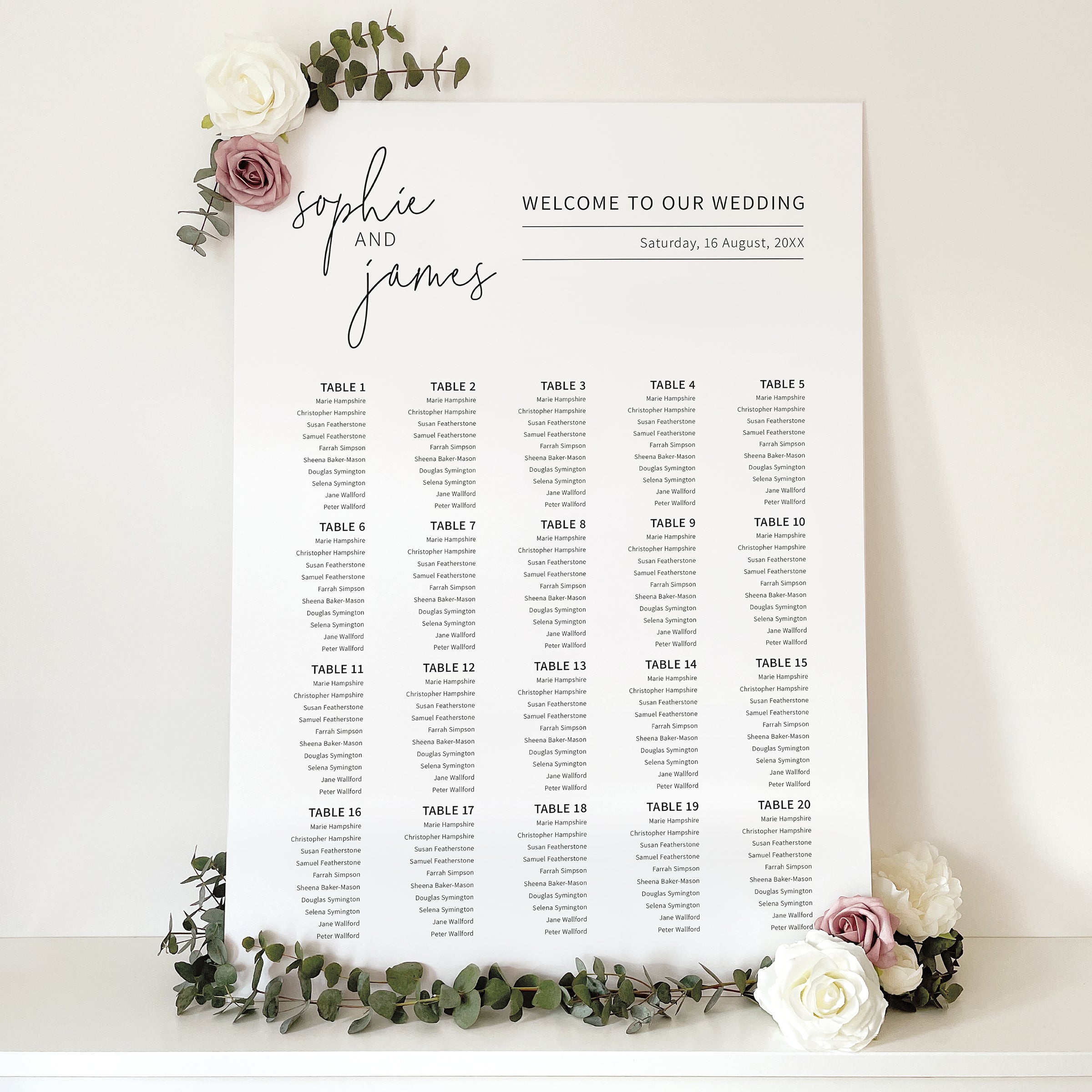 Minimalist Signature Wedding Seating Chart