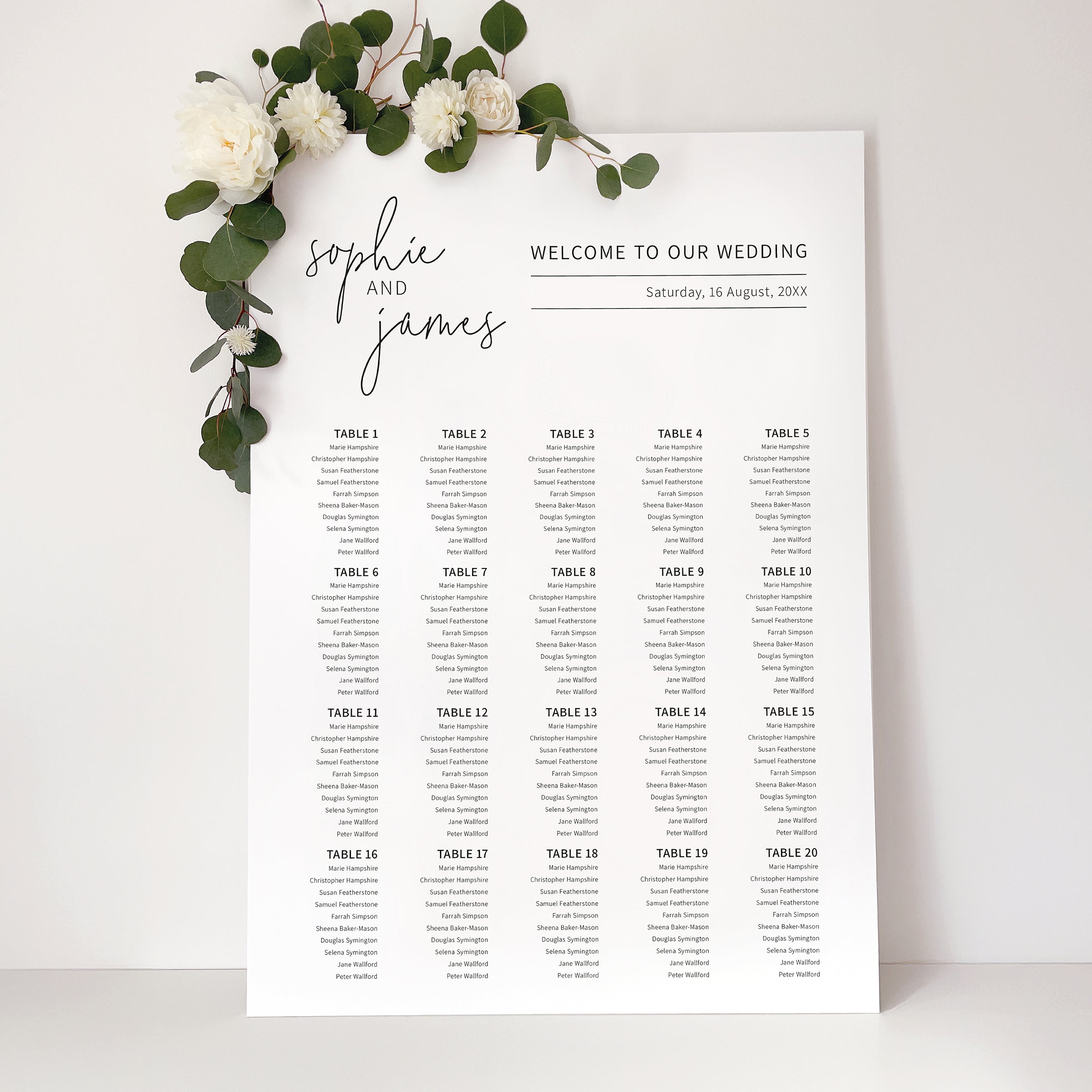 Minimalist Signature Wedding Seating Chart
