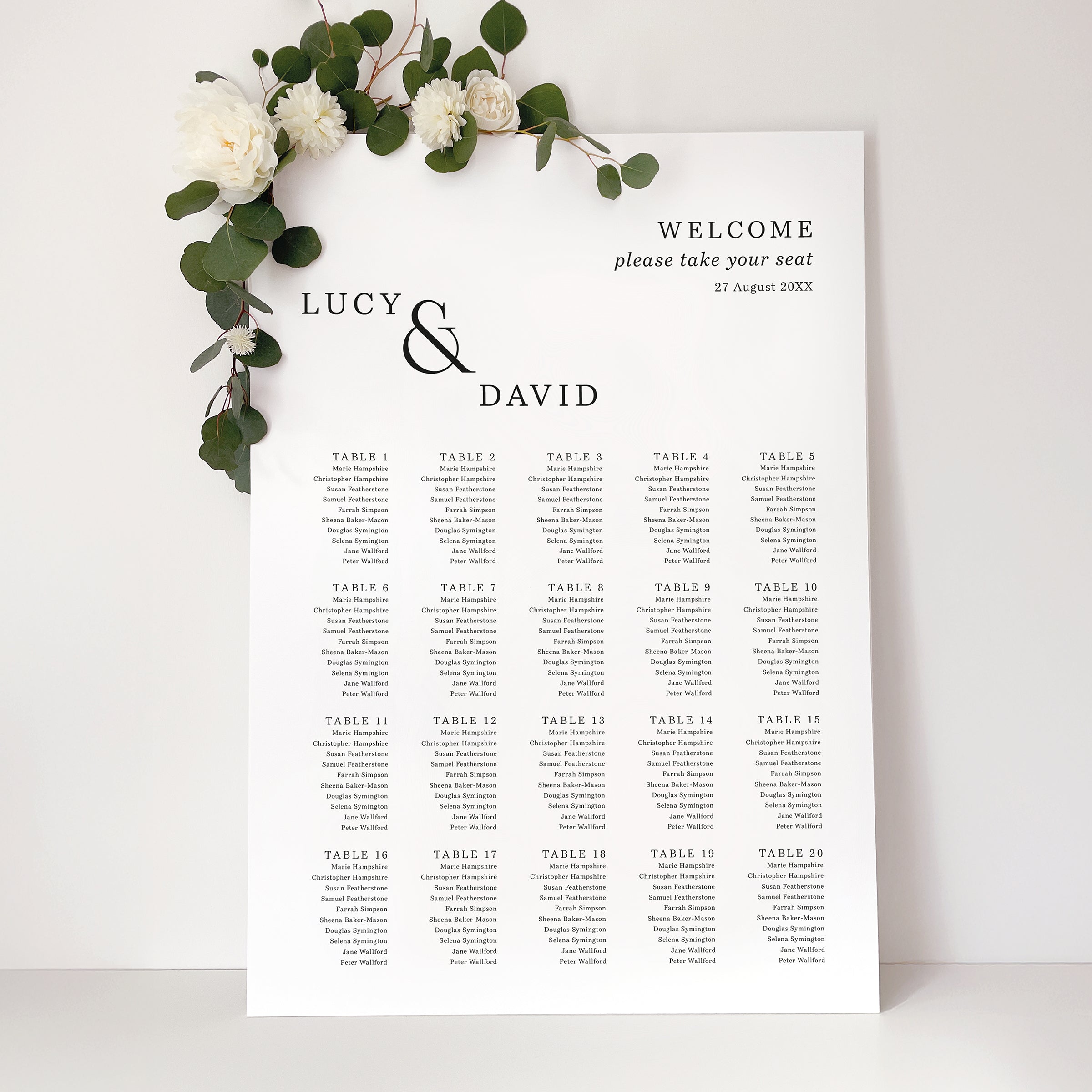 Modern Ampersand Wedding Seating Chart