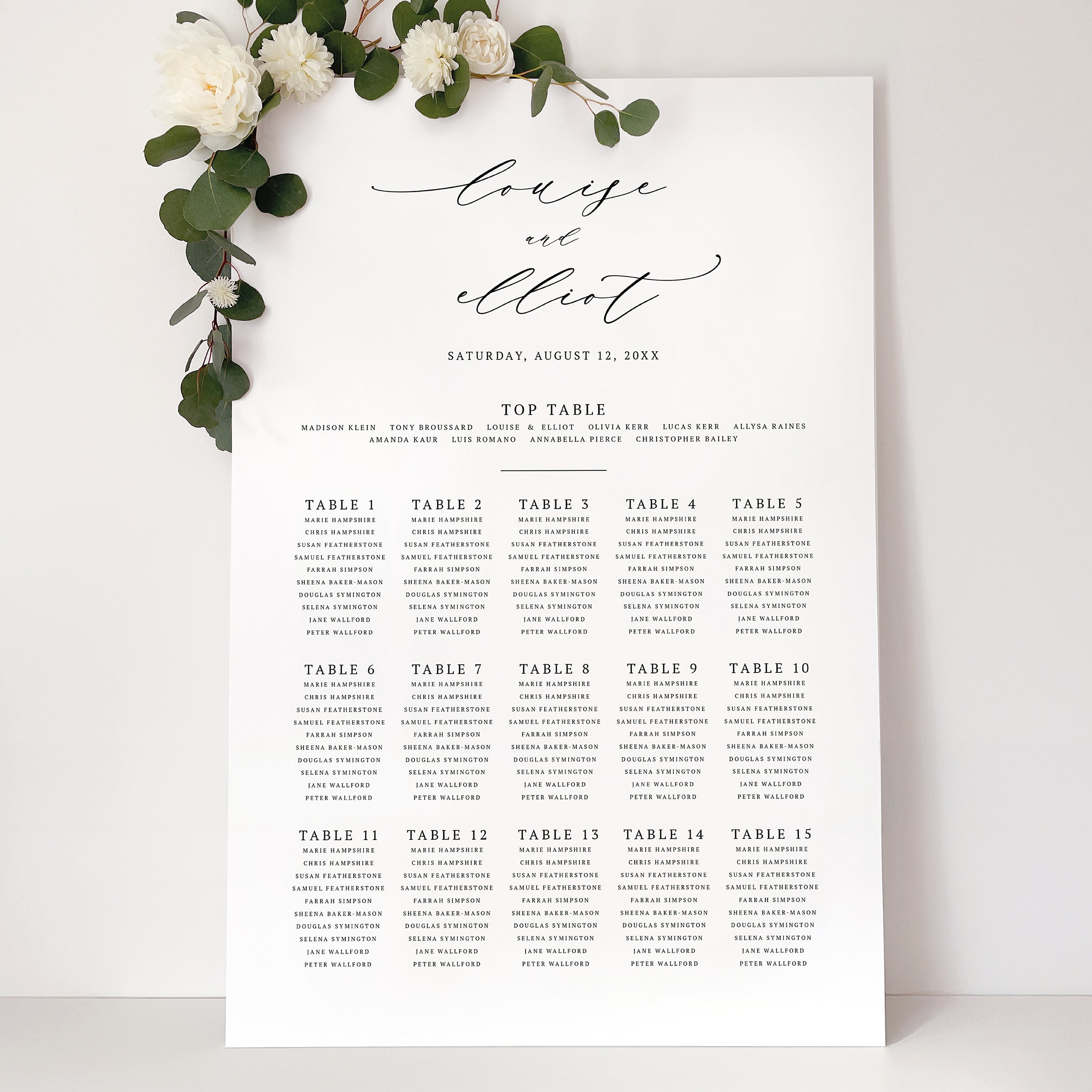 Modern Flourish Wedding Seating Chart