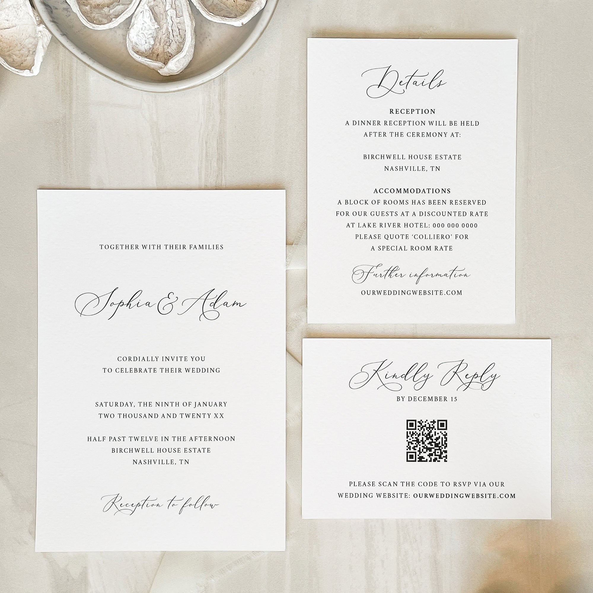 Whimsical Script Wedding Invitation Suite