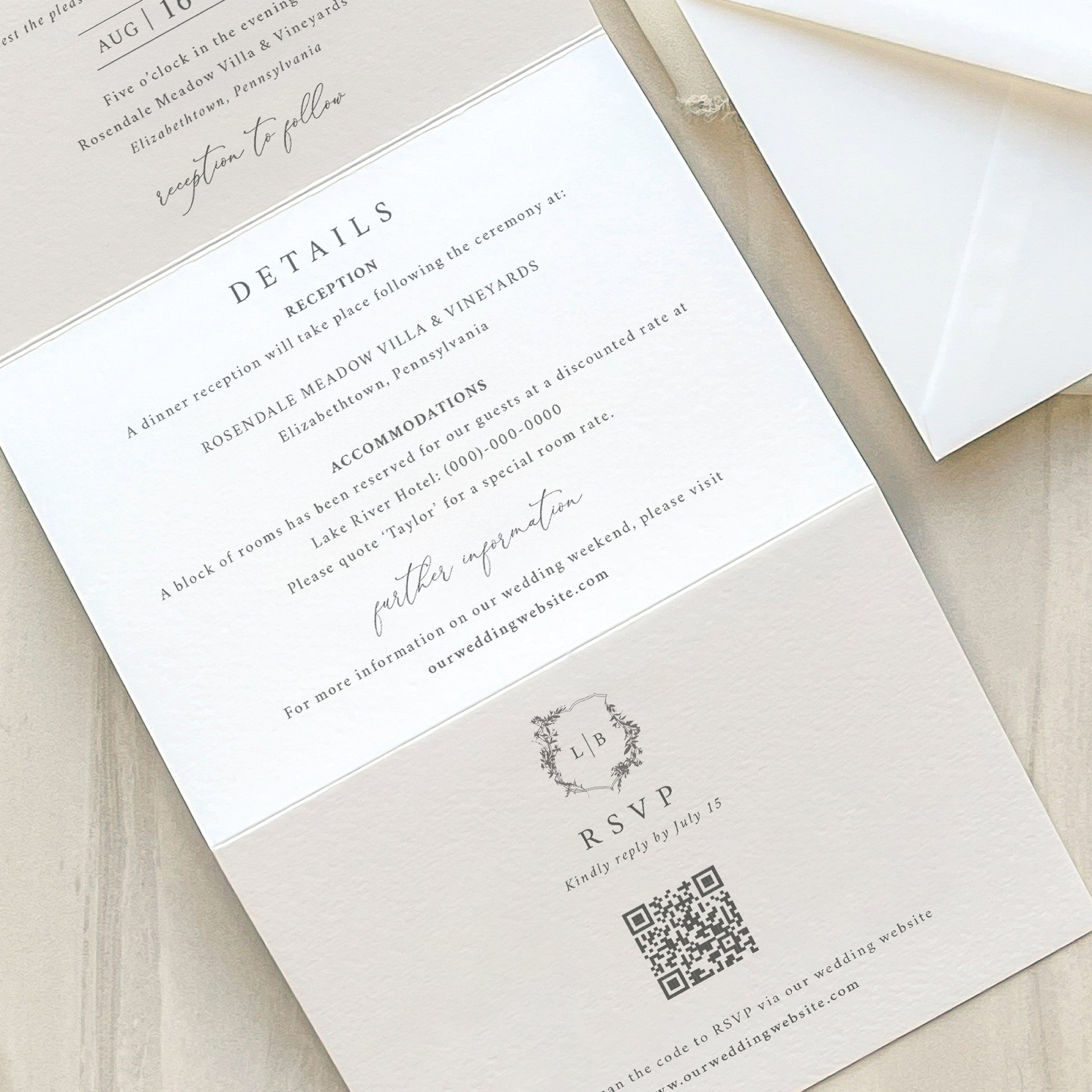 Botanic Crest Concertina Wedding Invitation