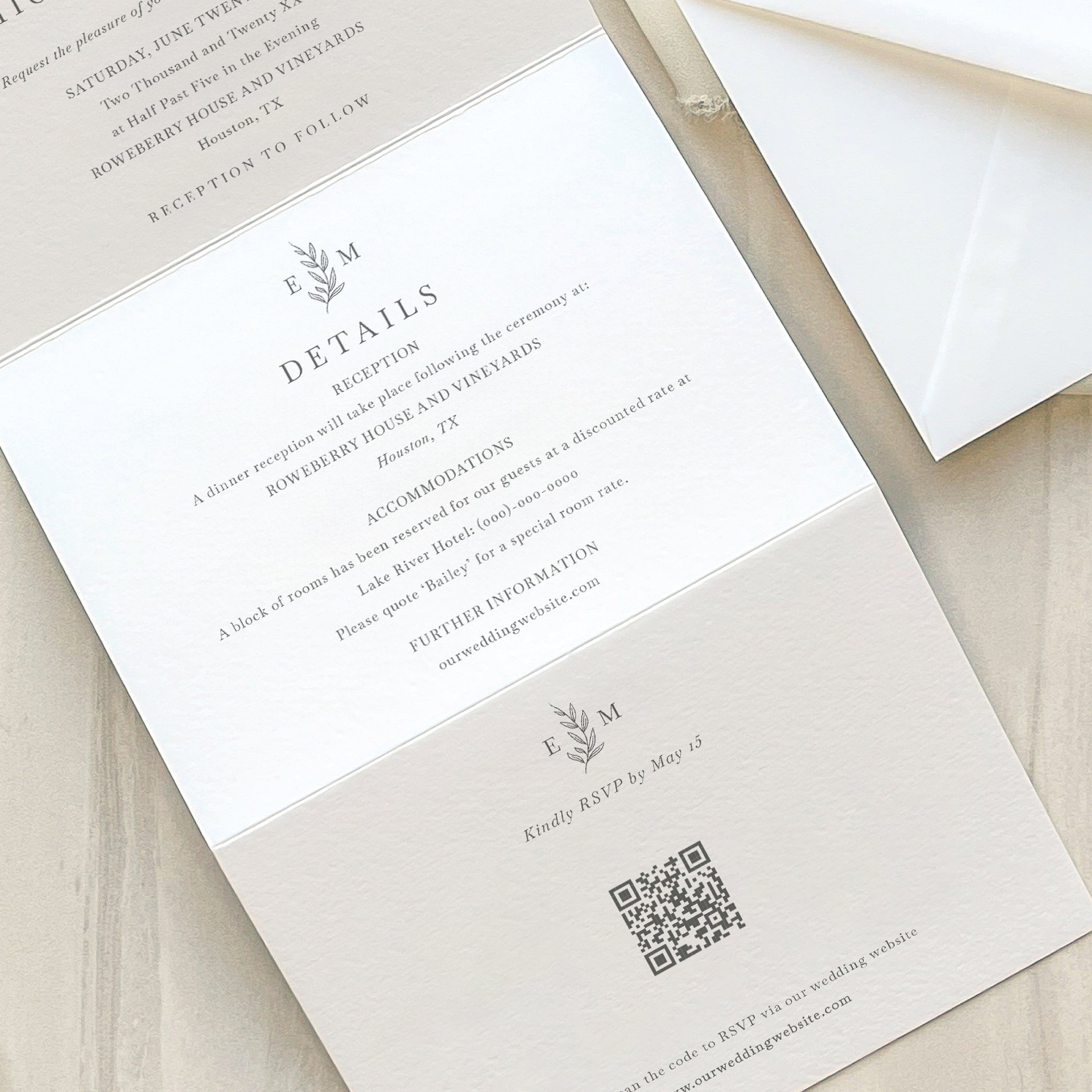 Botanic Monogram Concertina Wedding Invitation