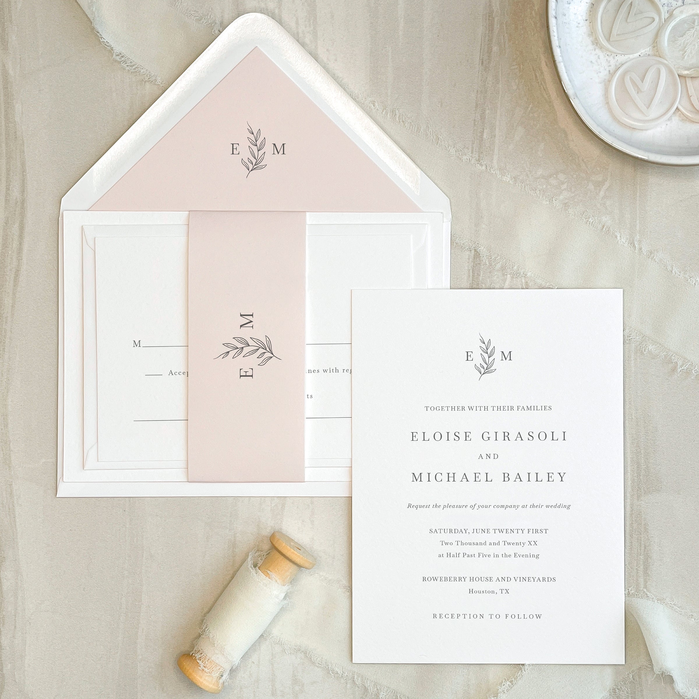 Botanic Monogram Wedding Invitation Suite