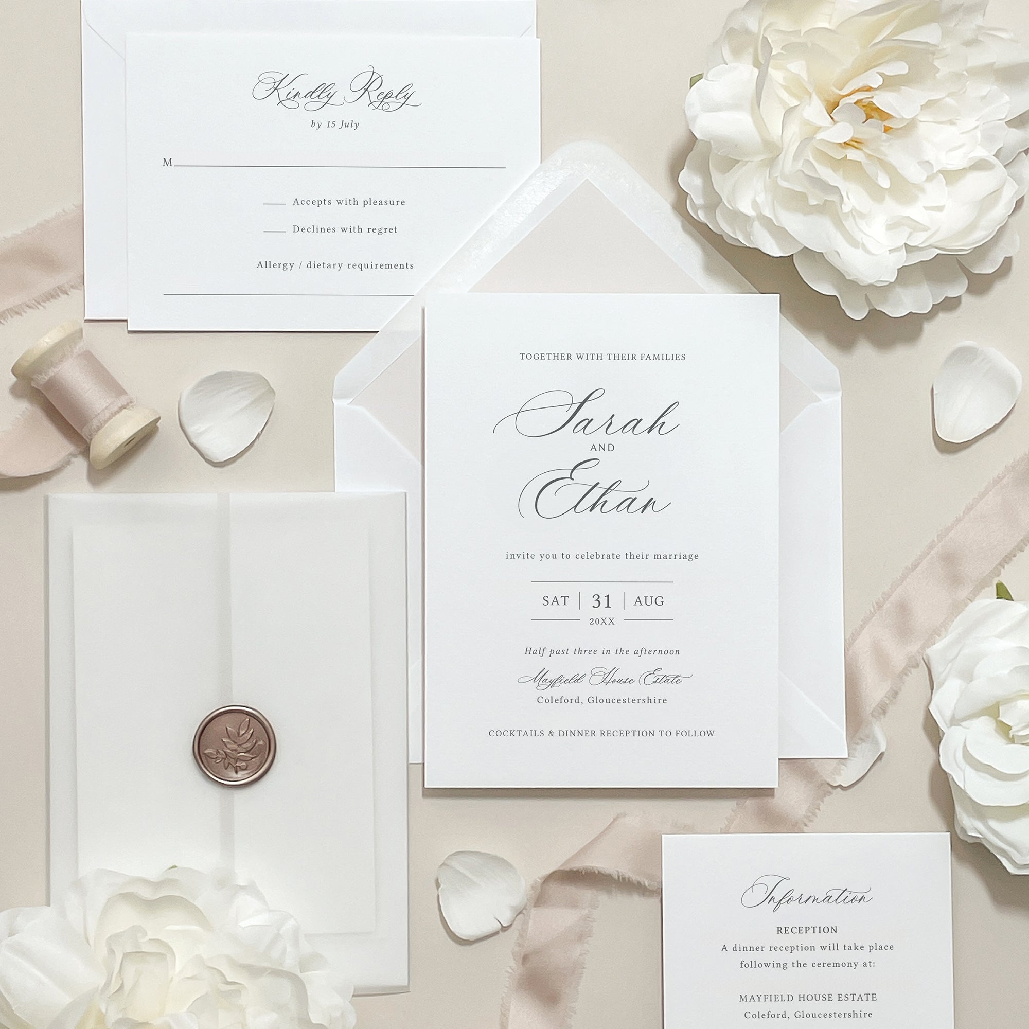 Classic Calligraphy Wedding Invitation Suite