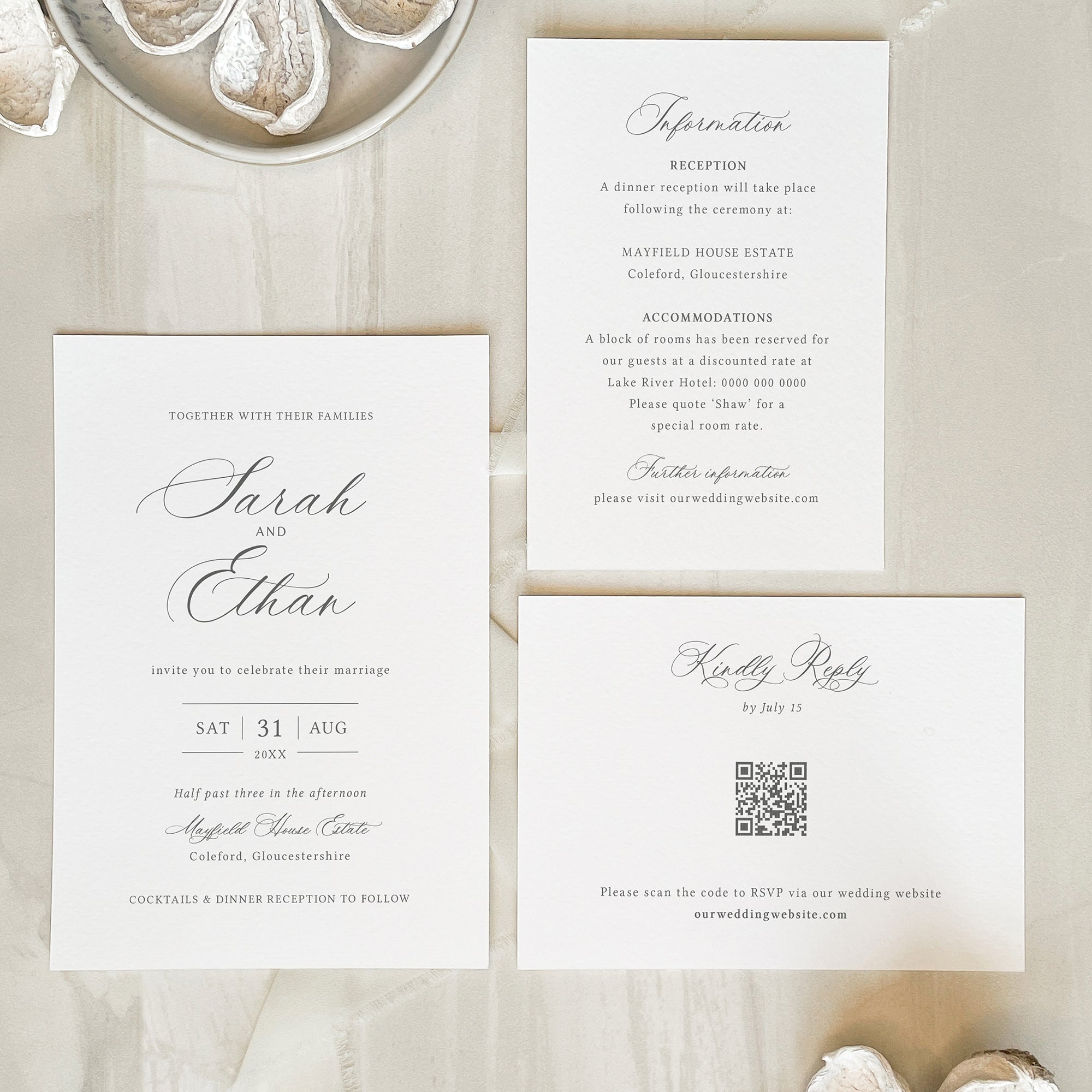Classic Calligraphy Wedding Invitation Suite