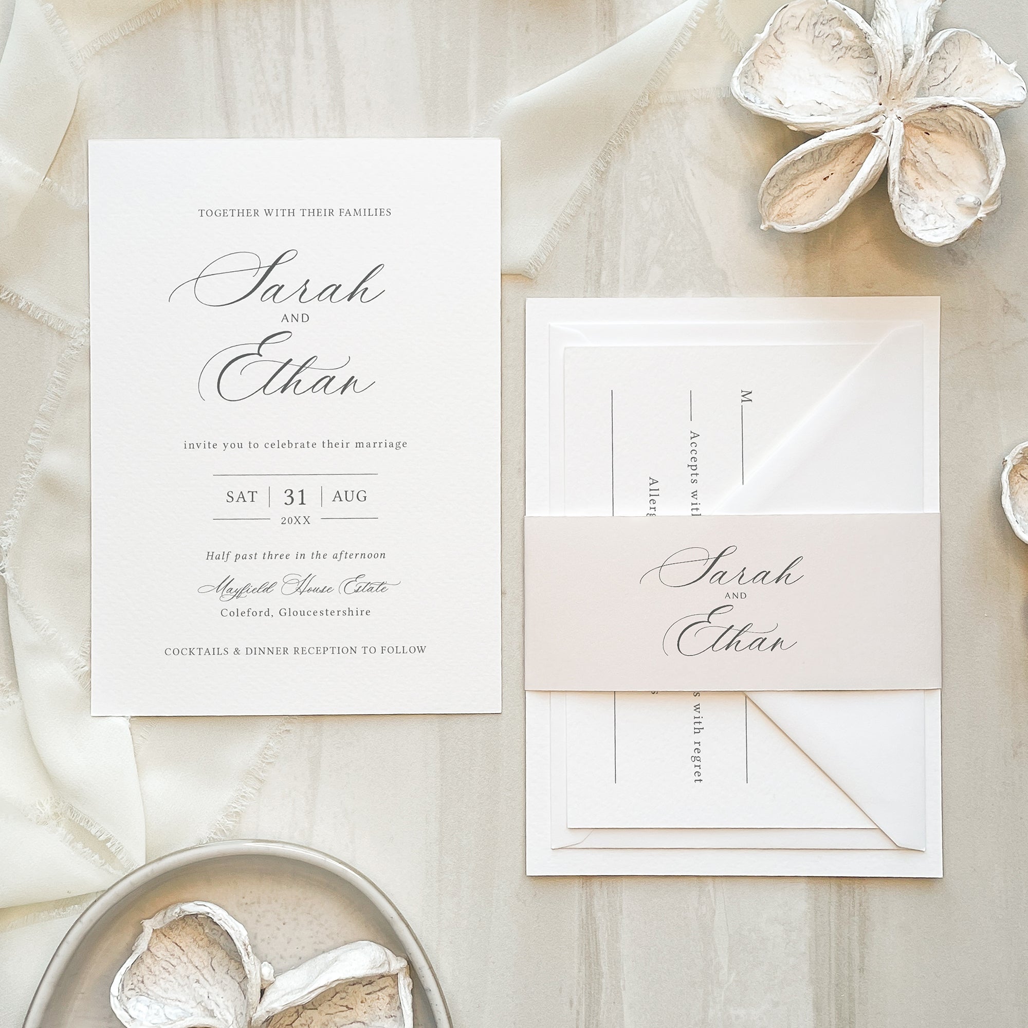 Classic Calligraphy Wedding Invitation Suite