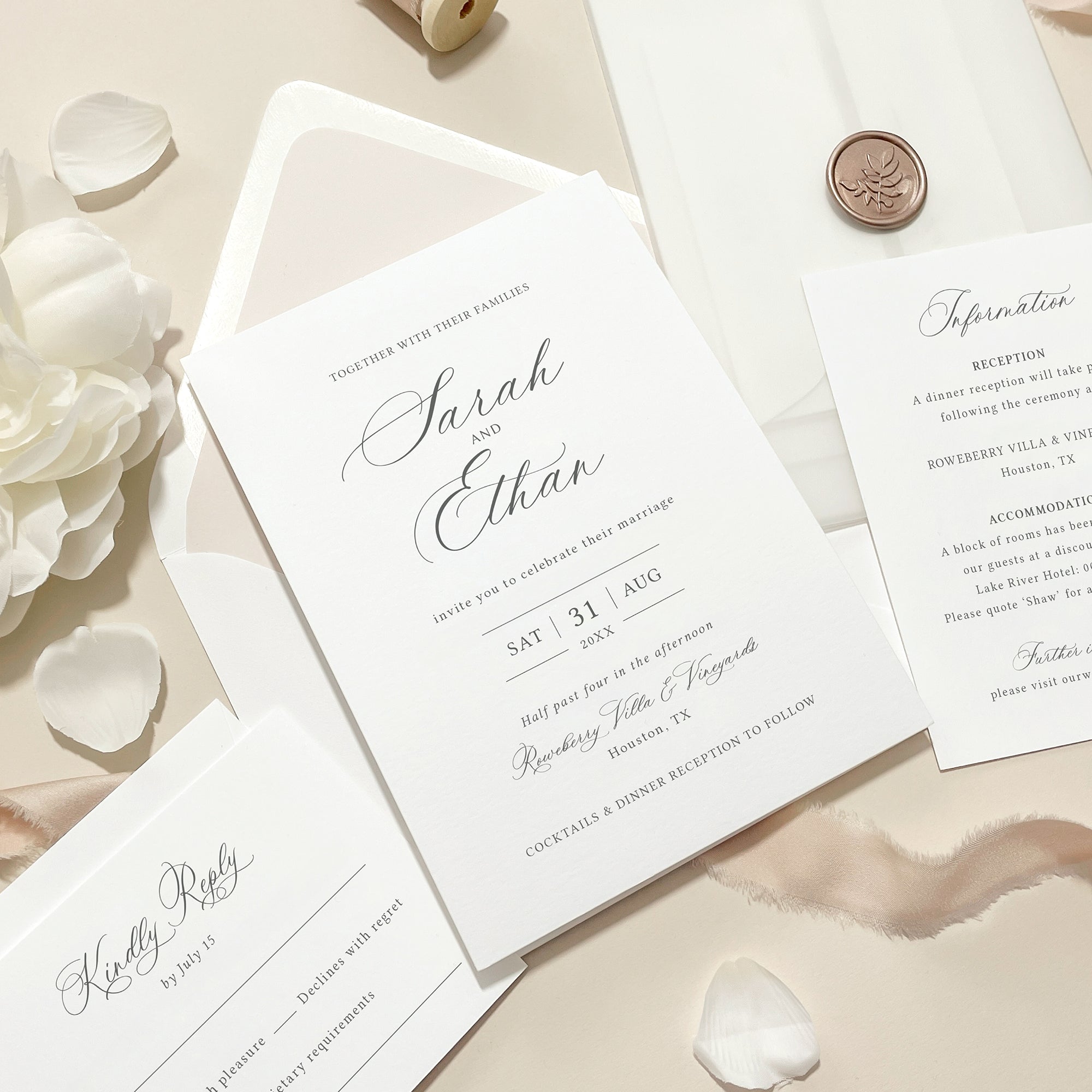 Classic Calligraphy Wedding Invitation Suite