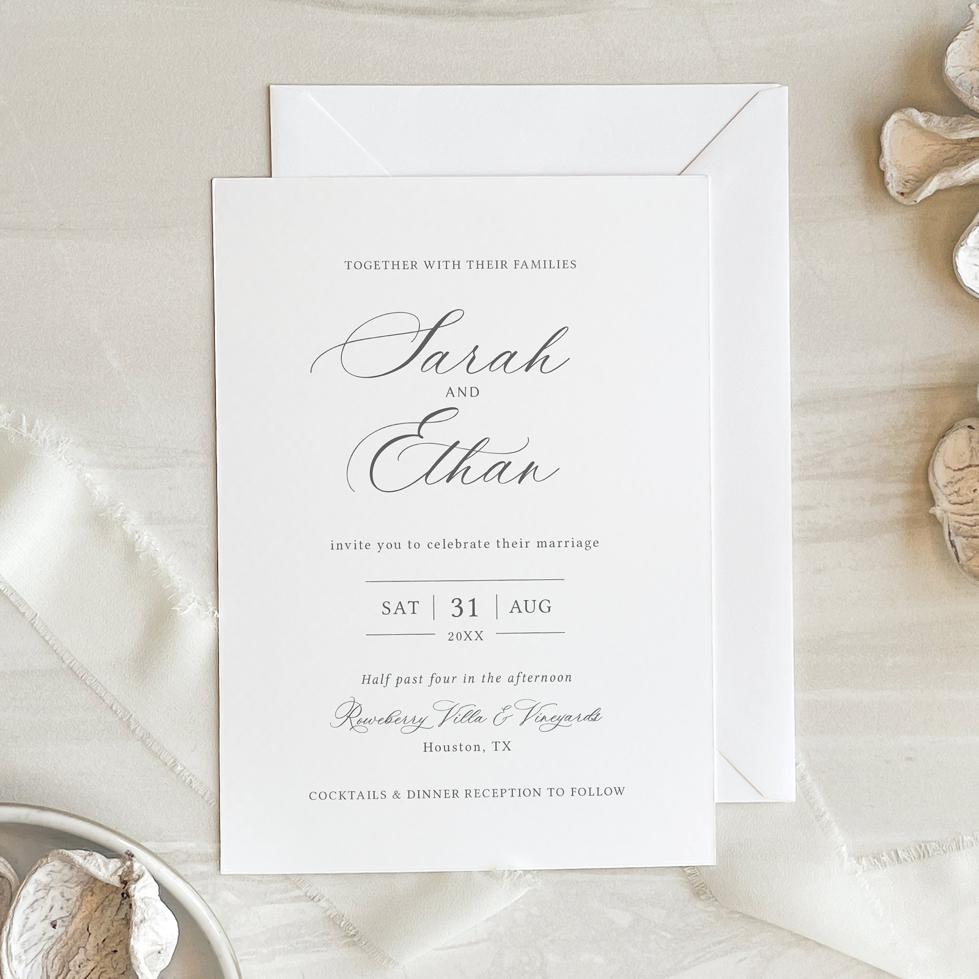 Classic Calligraphy Wedding Invitation Suite