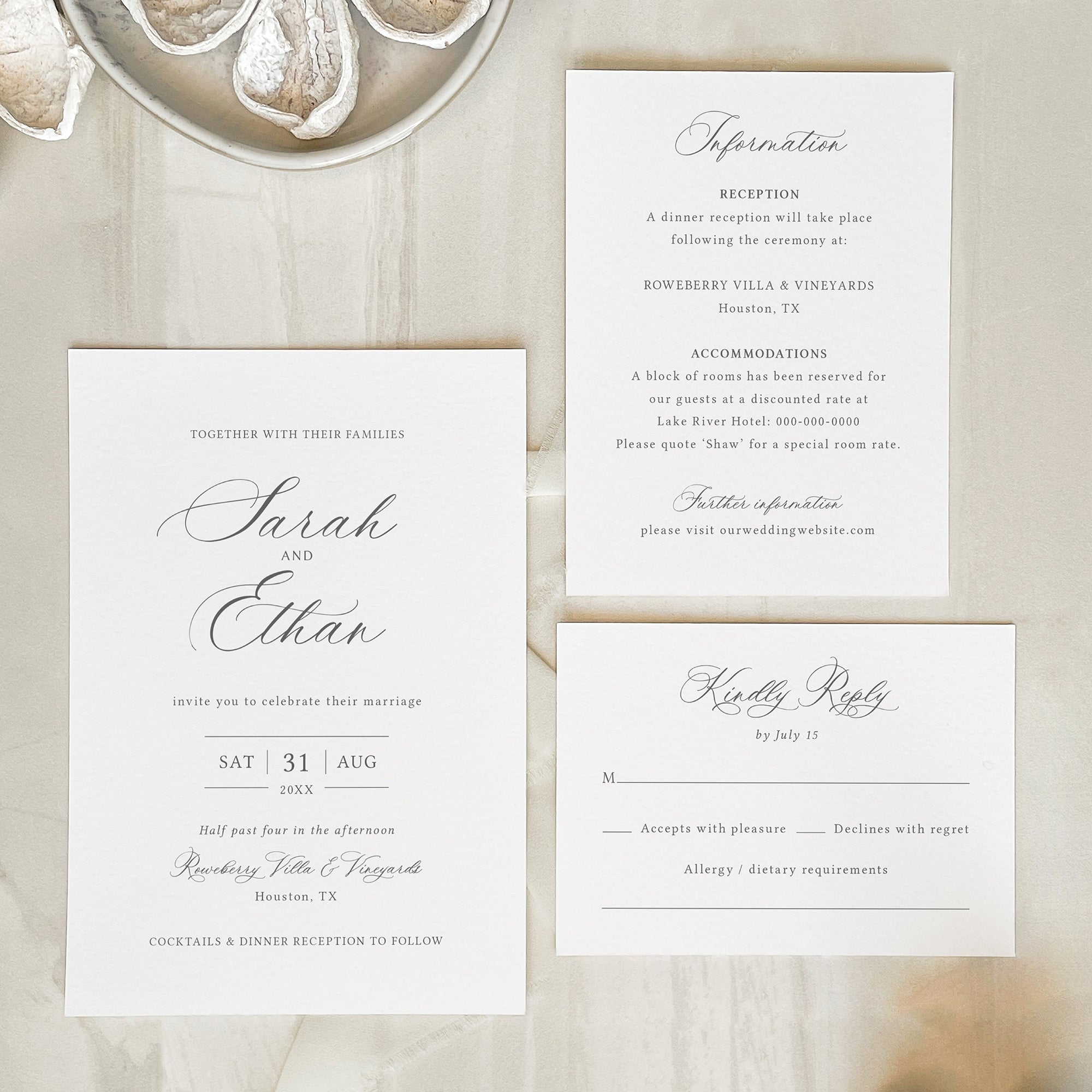 Classic Calligraphy Wedding Invitation Suite