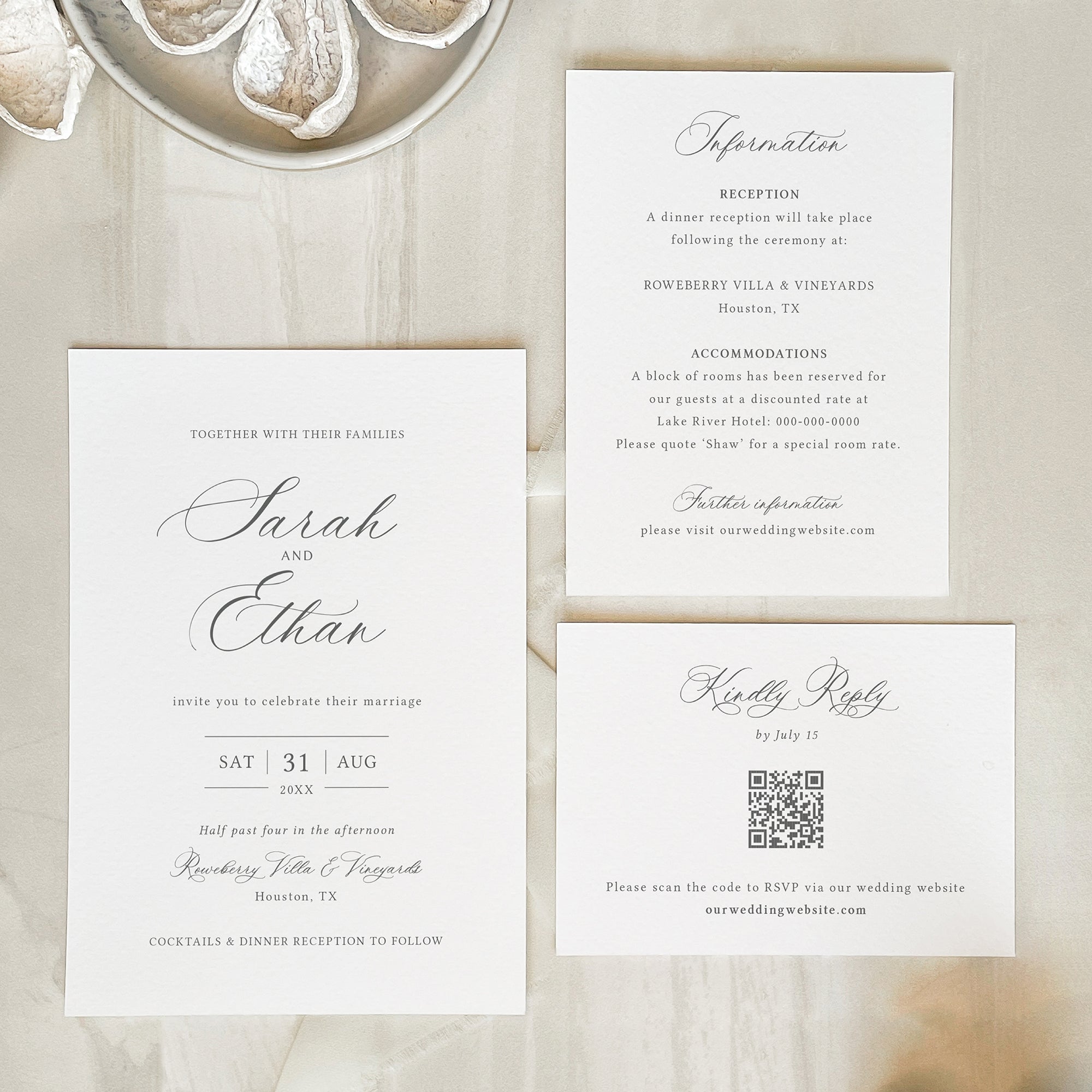 Classic Calligraphy Wedding Invitation Suite