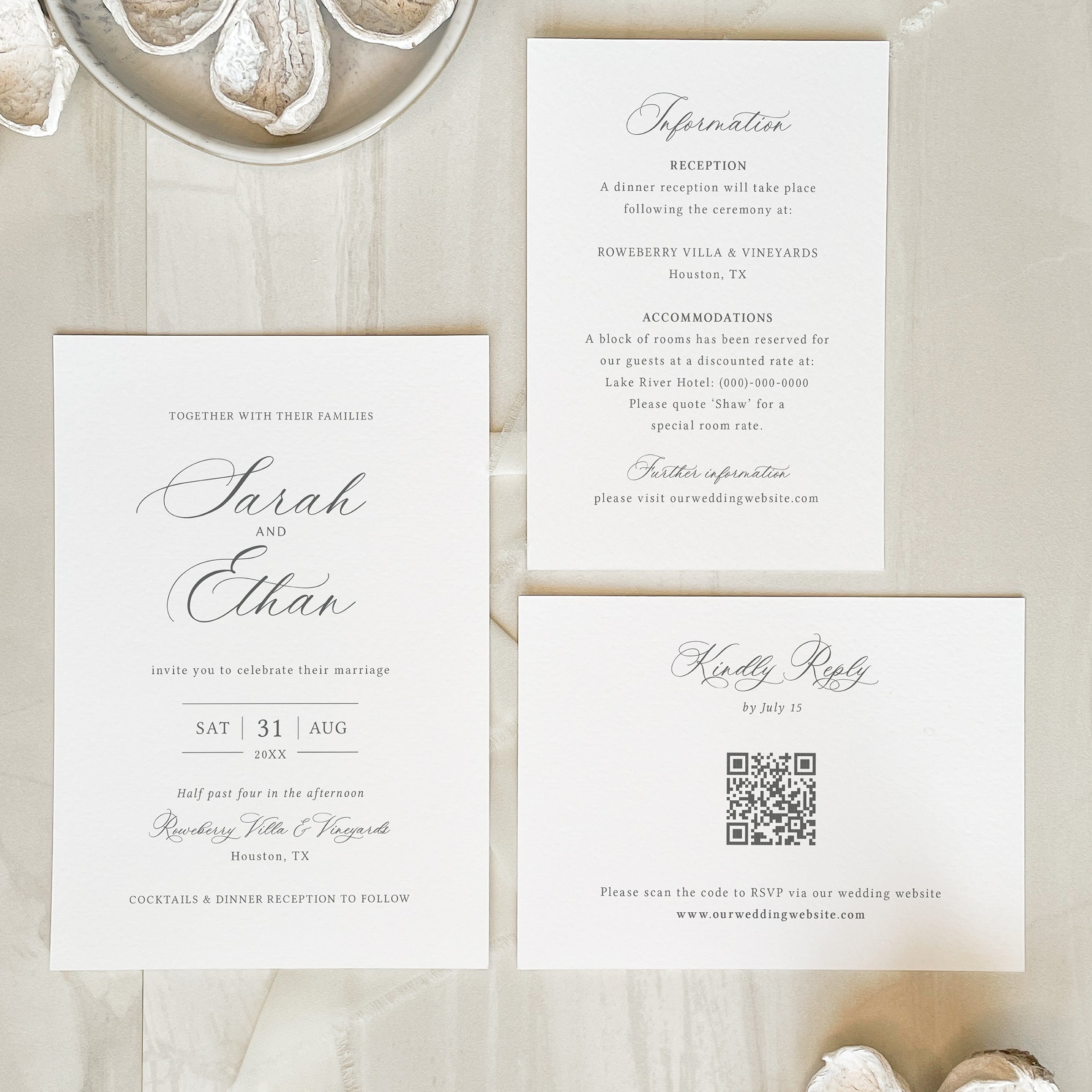 Classic Calligraphy Wedding Invitation Suite