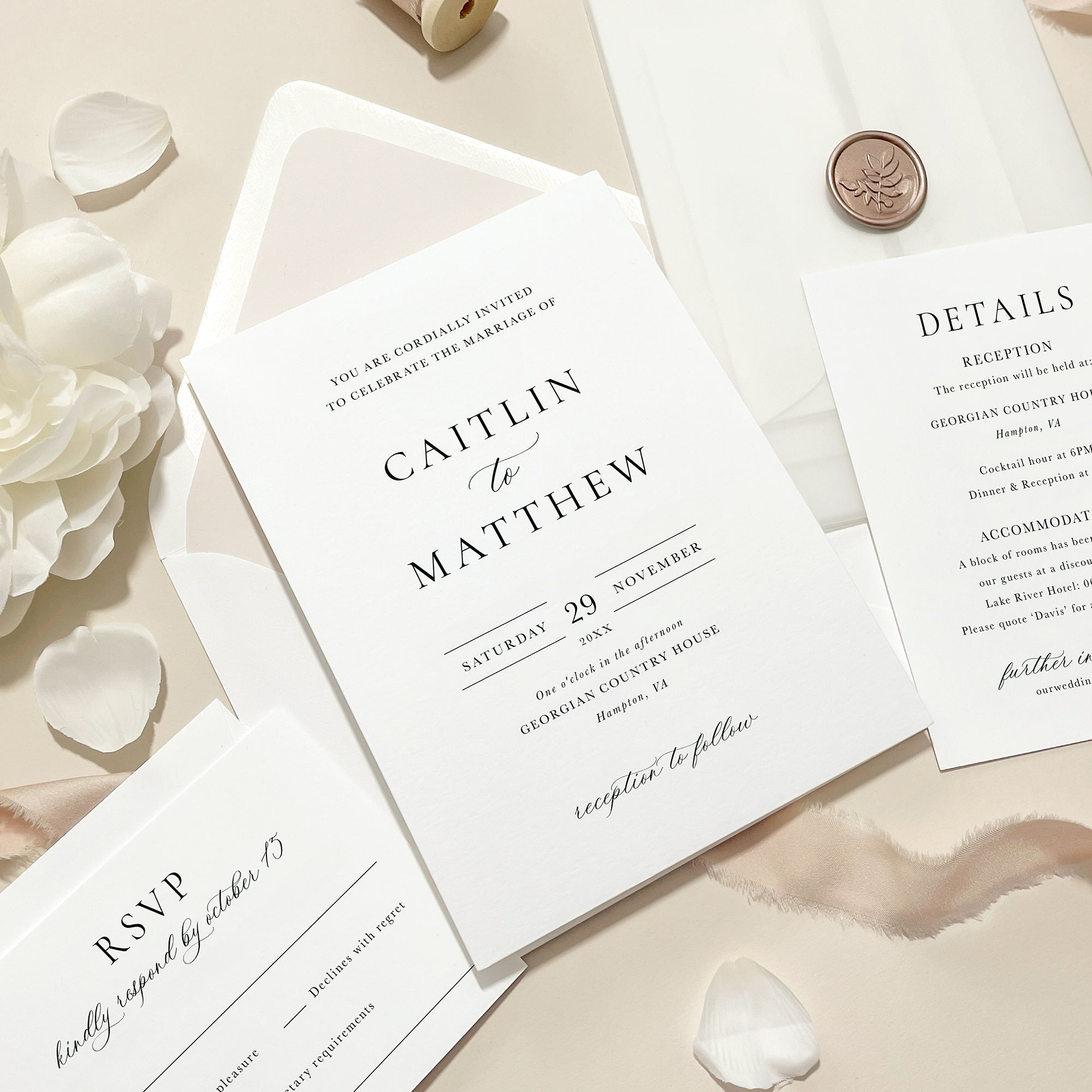 Classic Elegance Wedding Invitation Suite