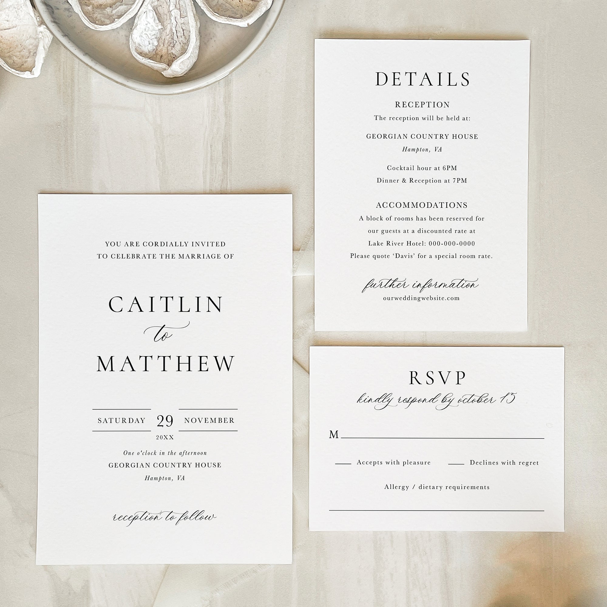 Classic Elegance Wedding Invitation Suite