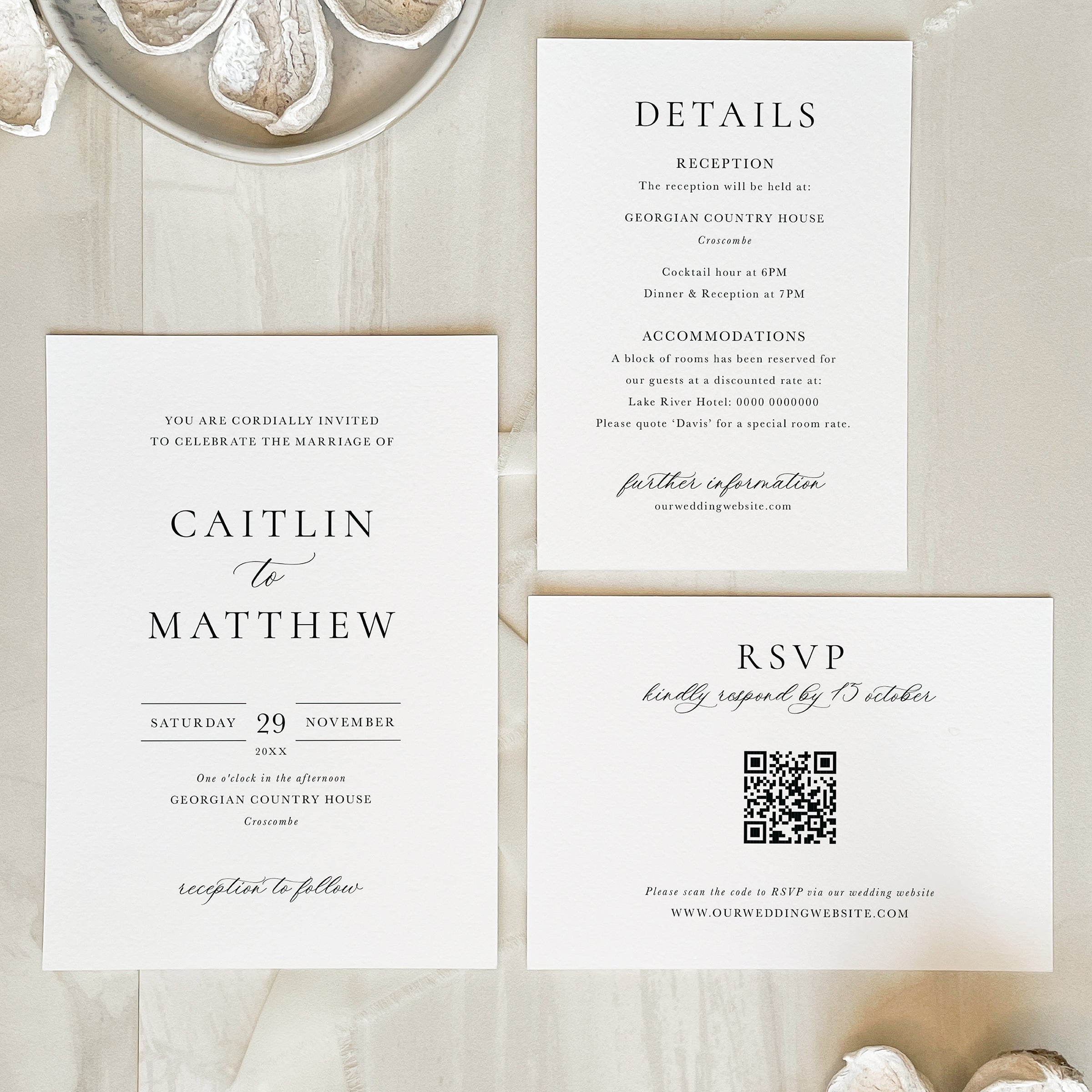 Classic Elegance Wedding Invitation Suite