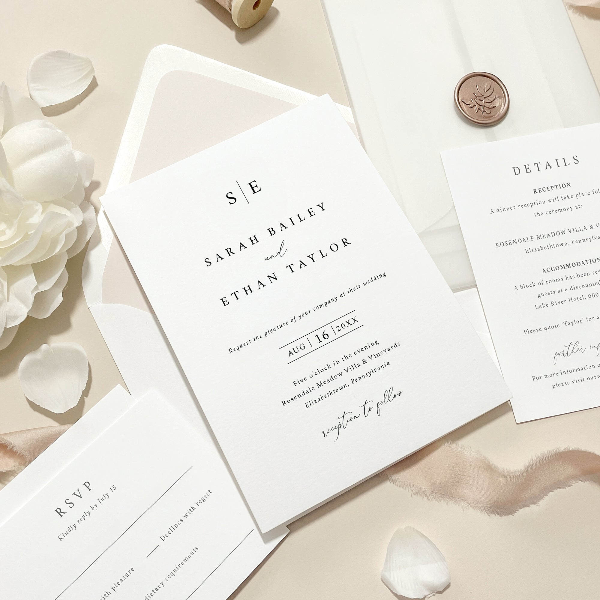 Classic Monogram Wedding Invitation Suite