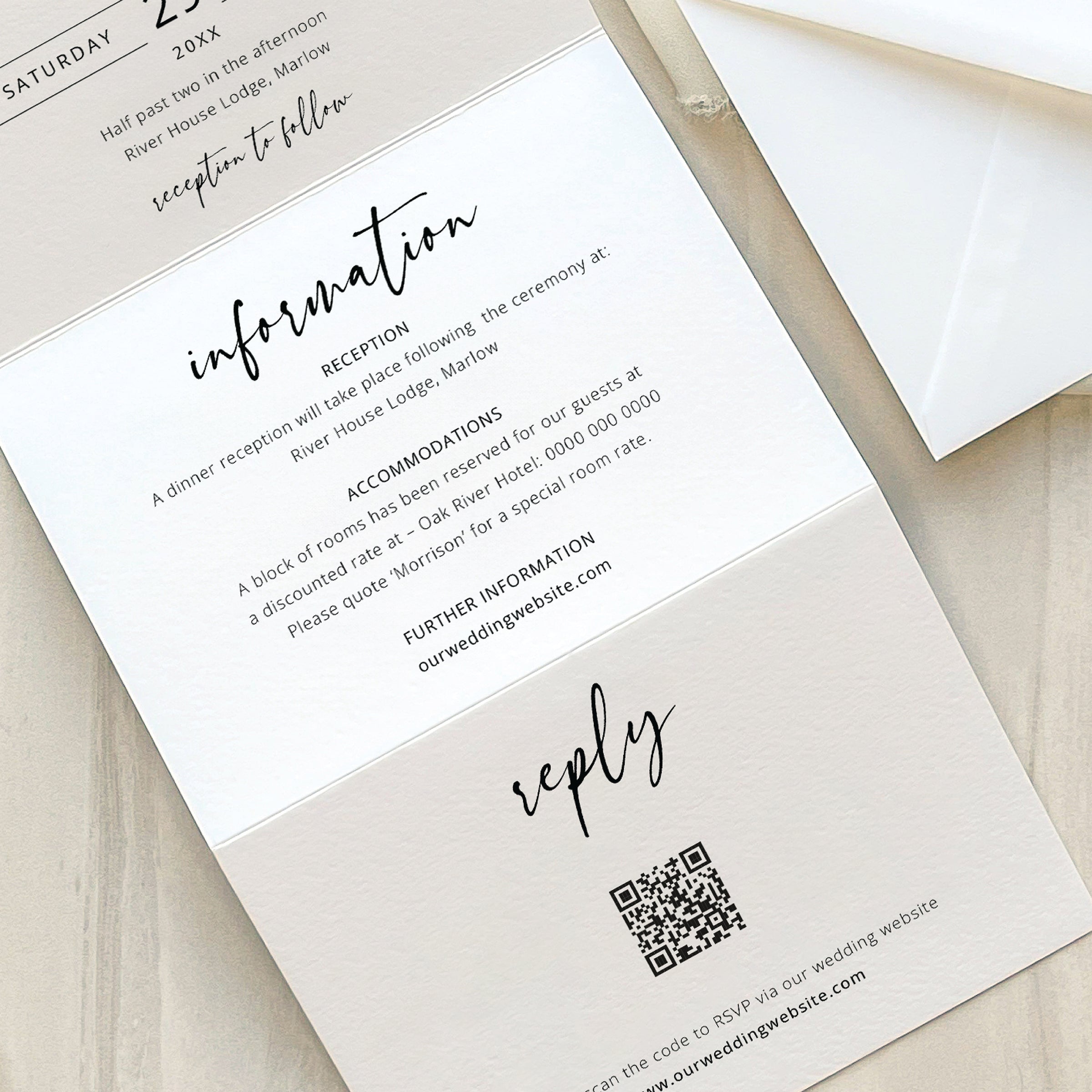 Contemporary Script Concertina Wedding Invitation