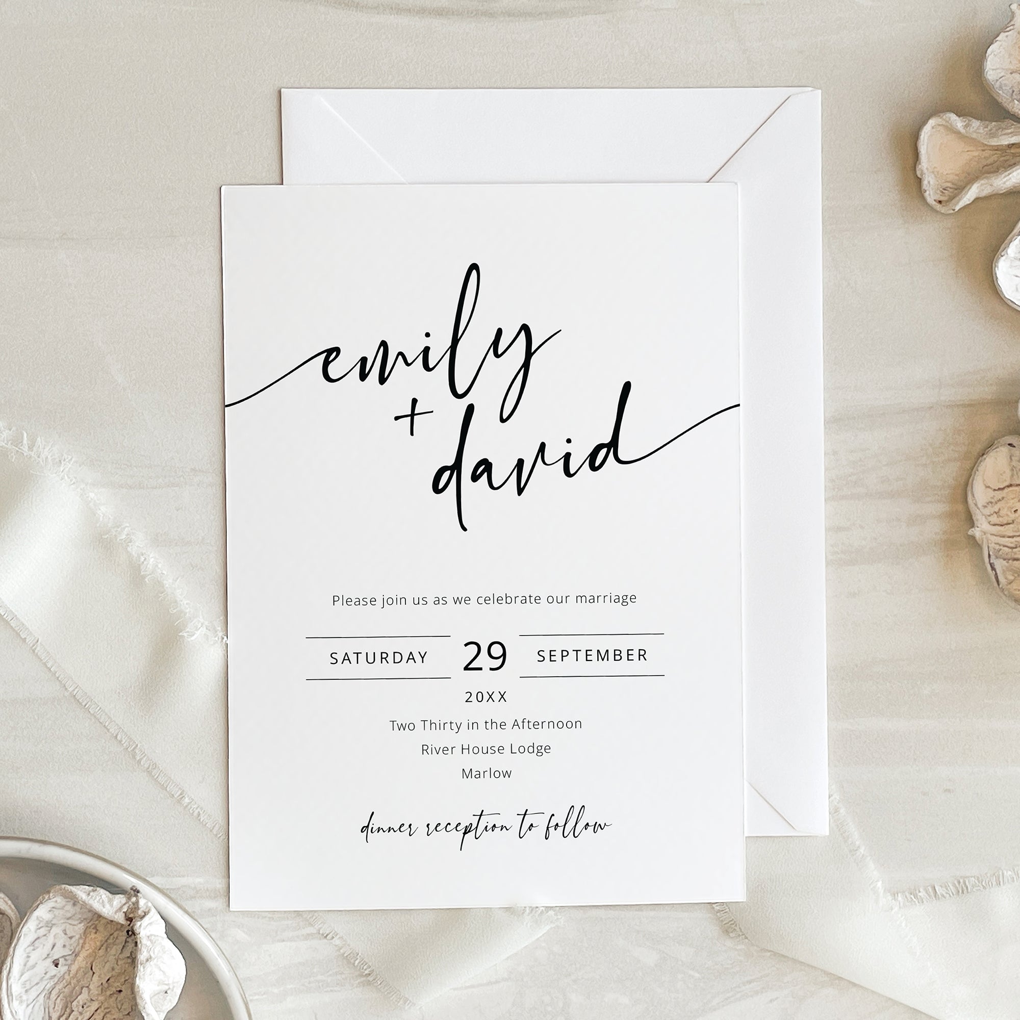 Contemporary Script Wedding Invitation Suite