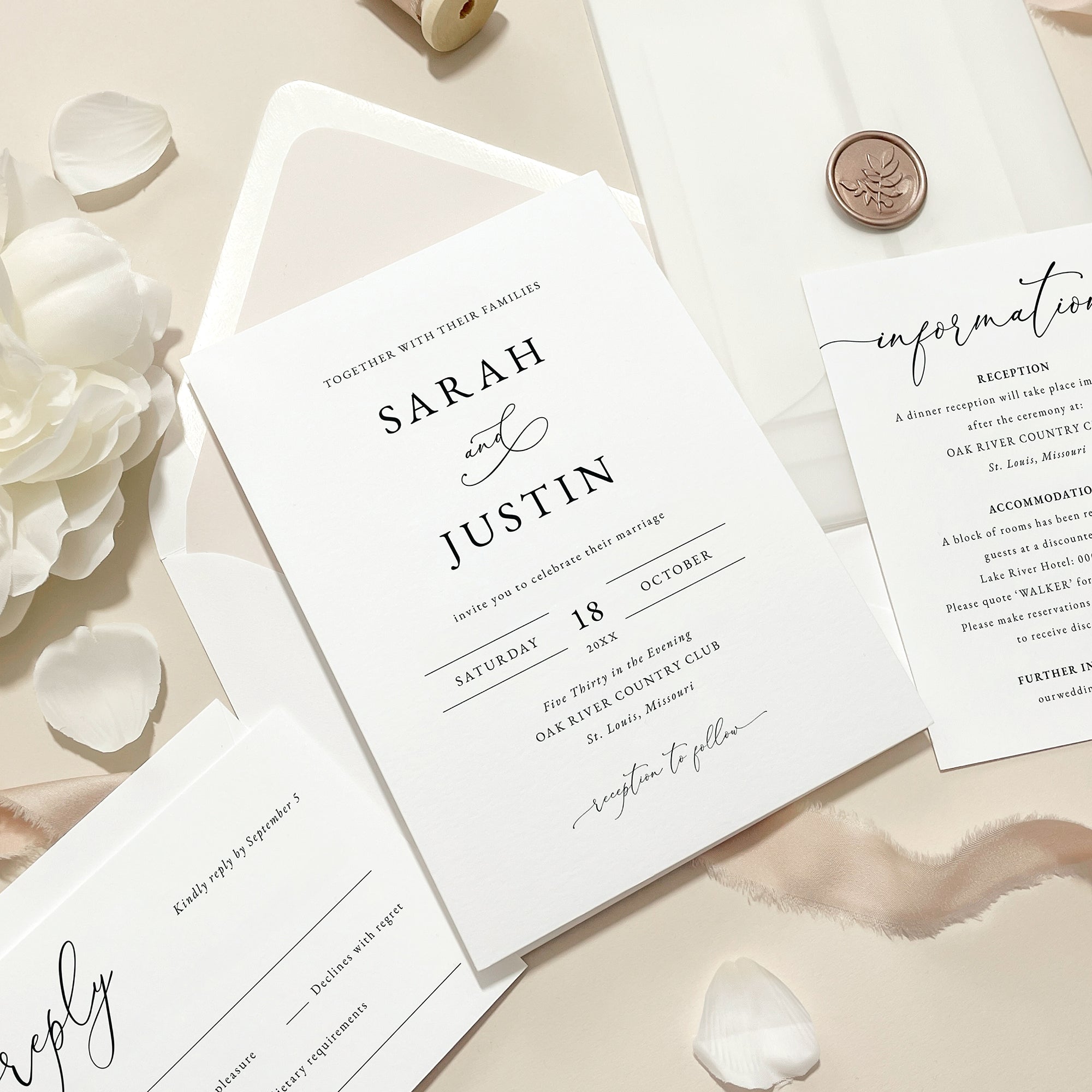Elegant Calligraphy Wedding Invitation Suite