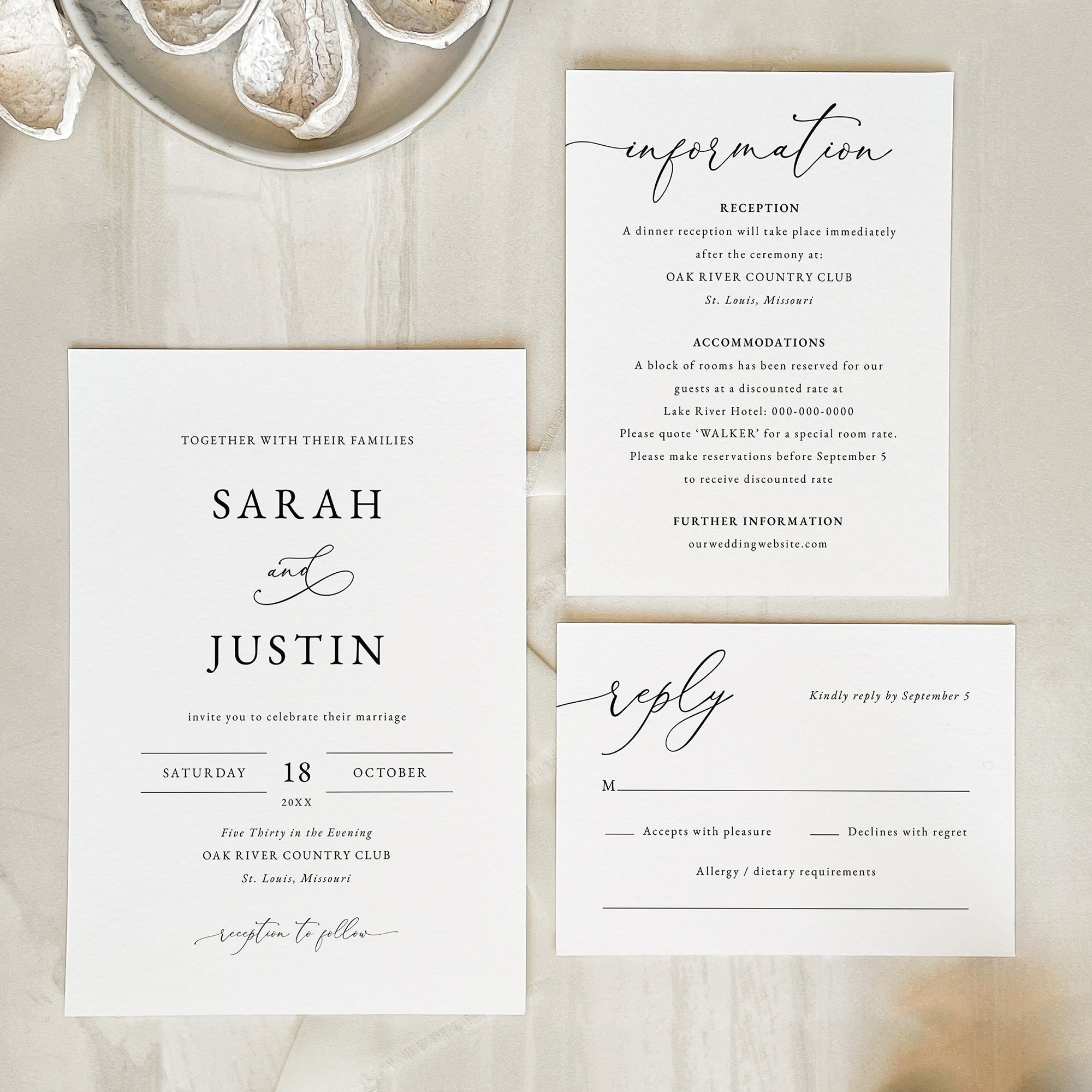 Elegant Calligraphy Wedding Invitation Suite