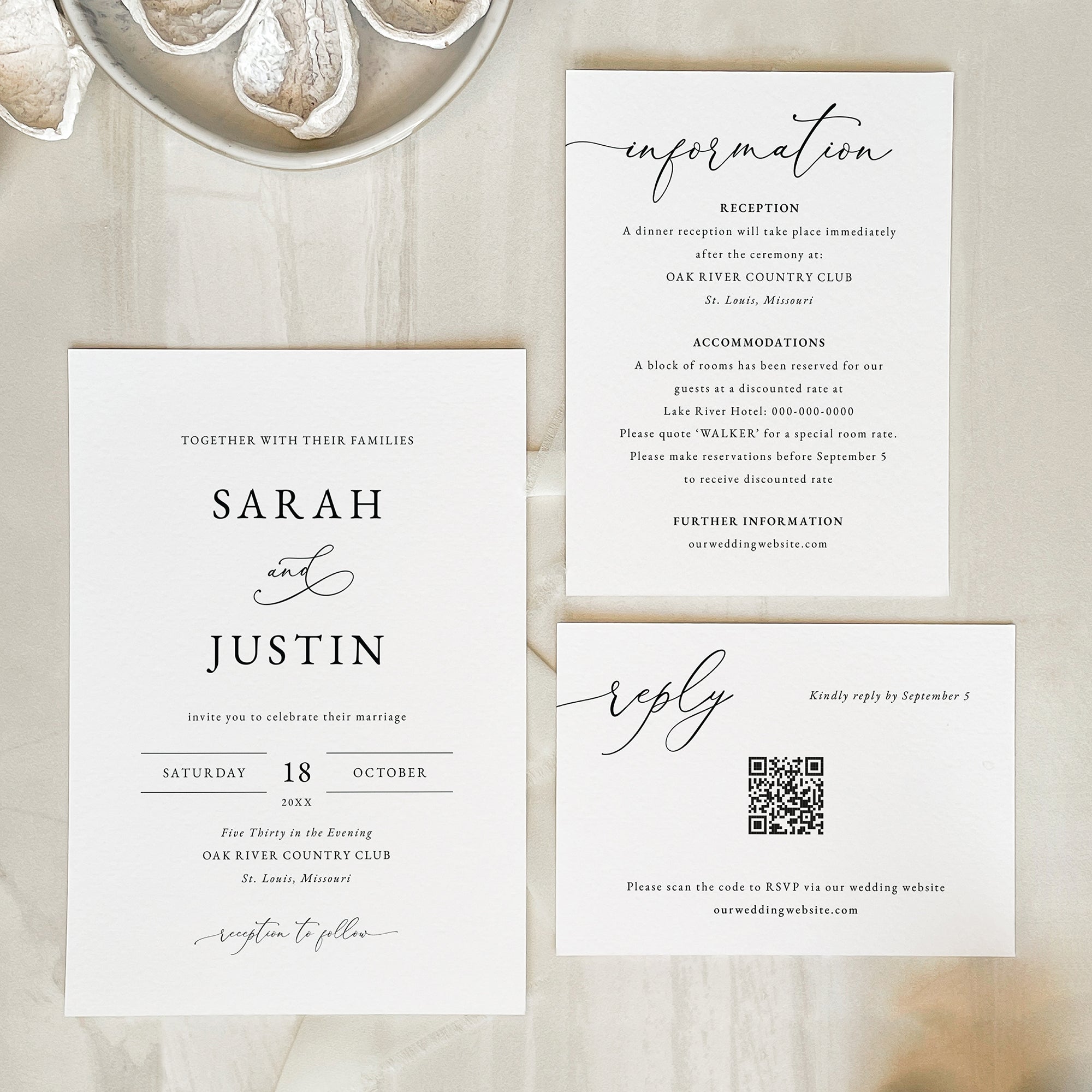 Elegant Calligraphy Wedding Invitation Suite